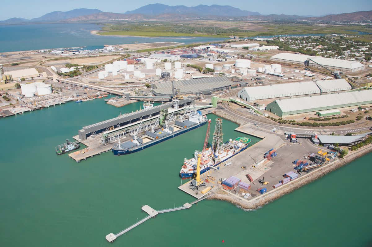 Townsville, industrial port, aerial view, SD Desktop Wallpaper