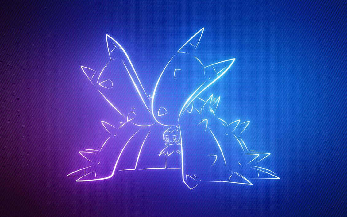 Toxapex, glowing neon outline, stylized creature, SD Desktop Wallpaper