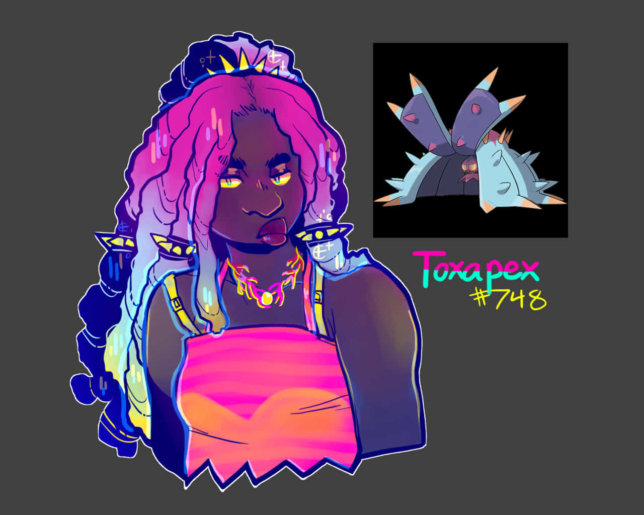 Toxapex, anime girl, glowing yellow eyes, HD Desktop Wallpaper