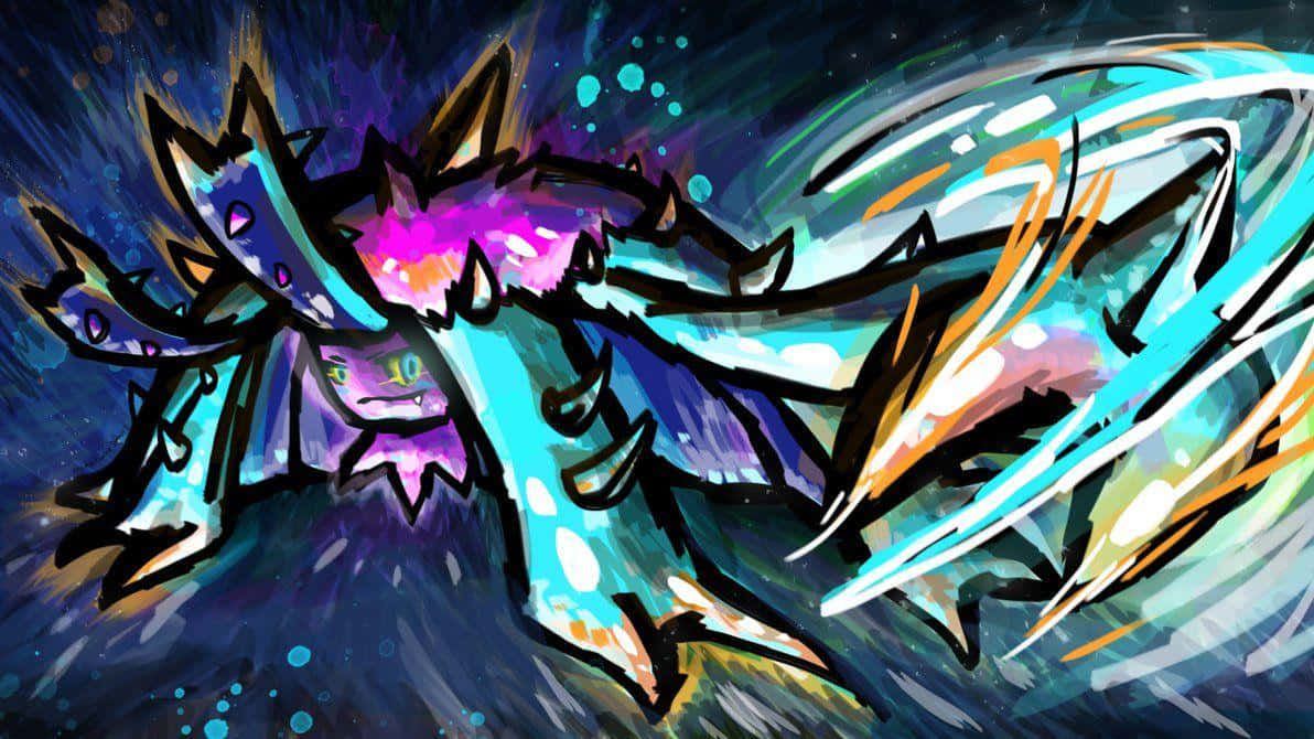 Toxapex, glowing purple eyes, turquoise scales, SD Desktop Wallpaper