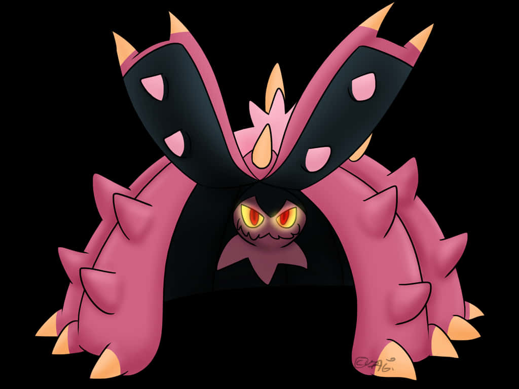 Pink And Black Toxapex, Toxapex, glowing yellow eyes, SD Desktop Wallpaper