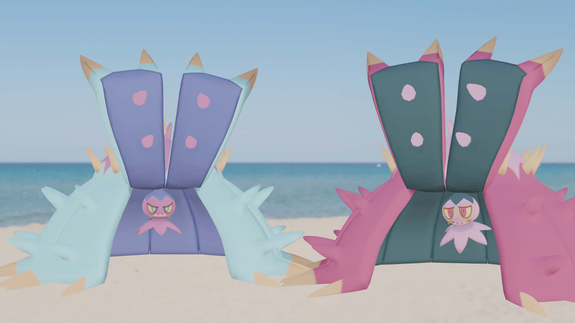 Toxapex, pink spots, yellow horns, Full HD Desktop Wallpaper