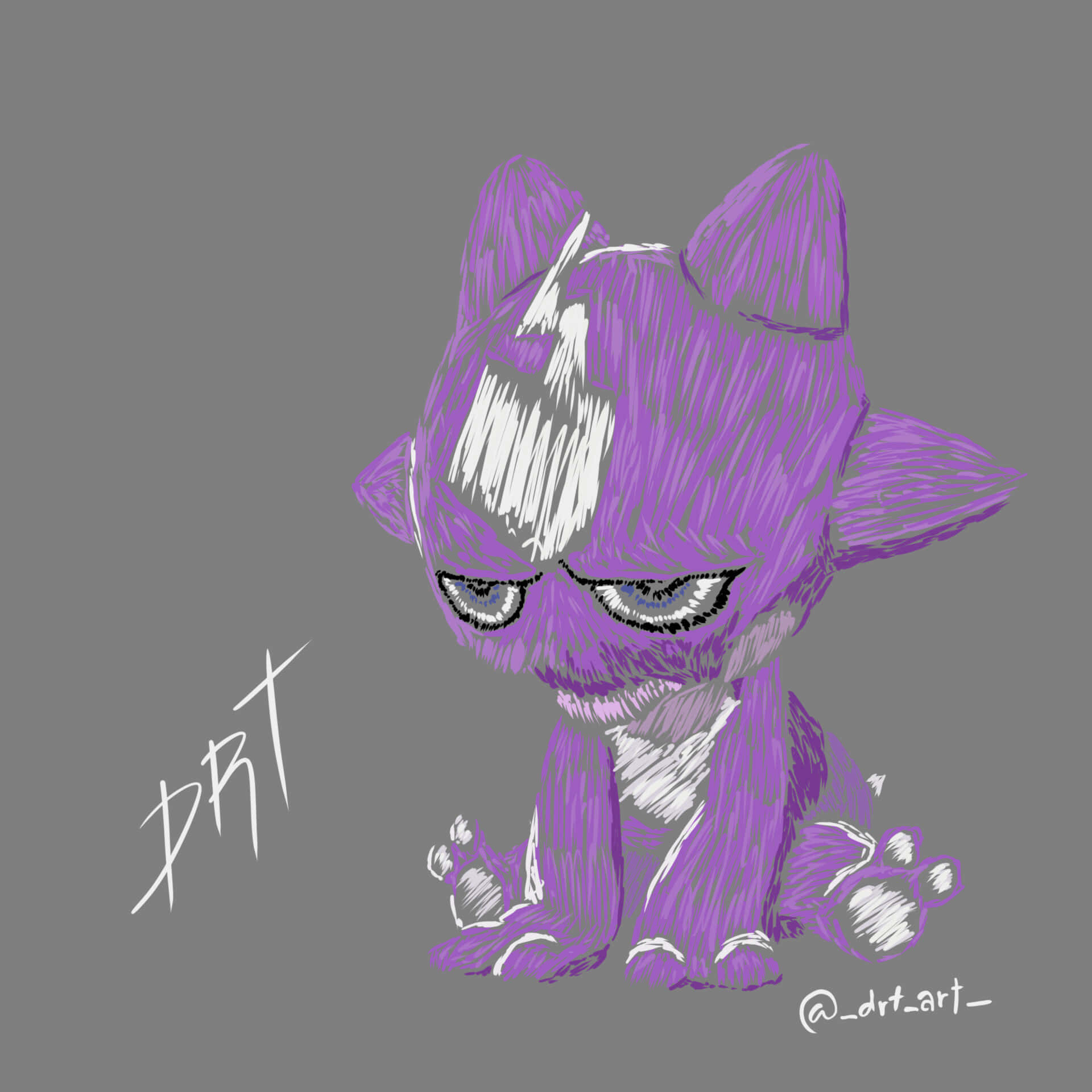 Toxel, chibi-style, purple cat, Full HD Desktop Wallpaper