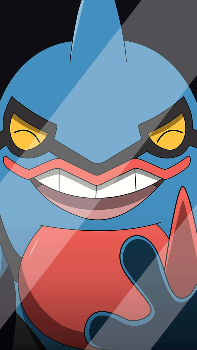 Toxicroak, blue and red, yellow eyes, HD Phone Wallpaper