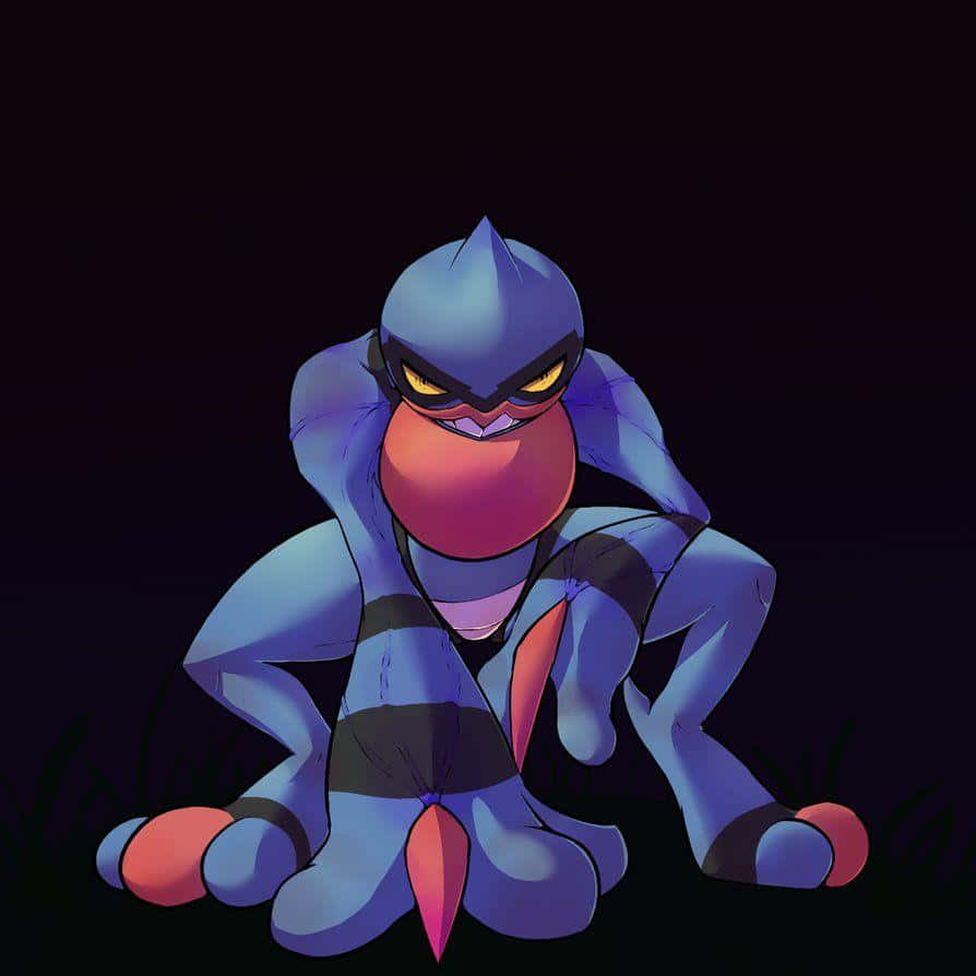 Toxicroak, blue and red, glowing yellow eyes, SD Desktop Wallpaper