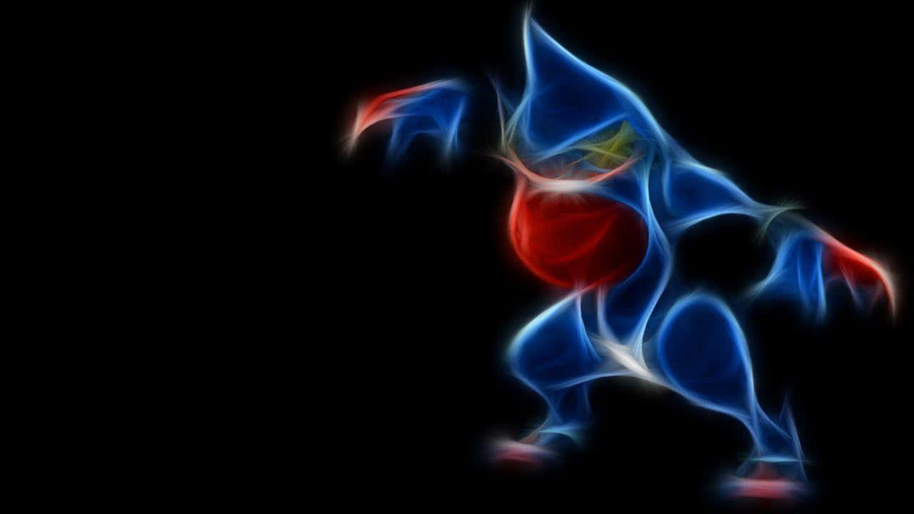 Toxicroak, neon illustration, blue and red, HD Desktop Wallpaper