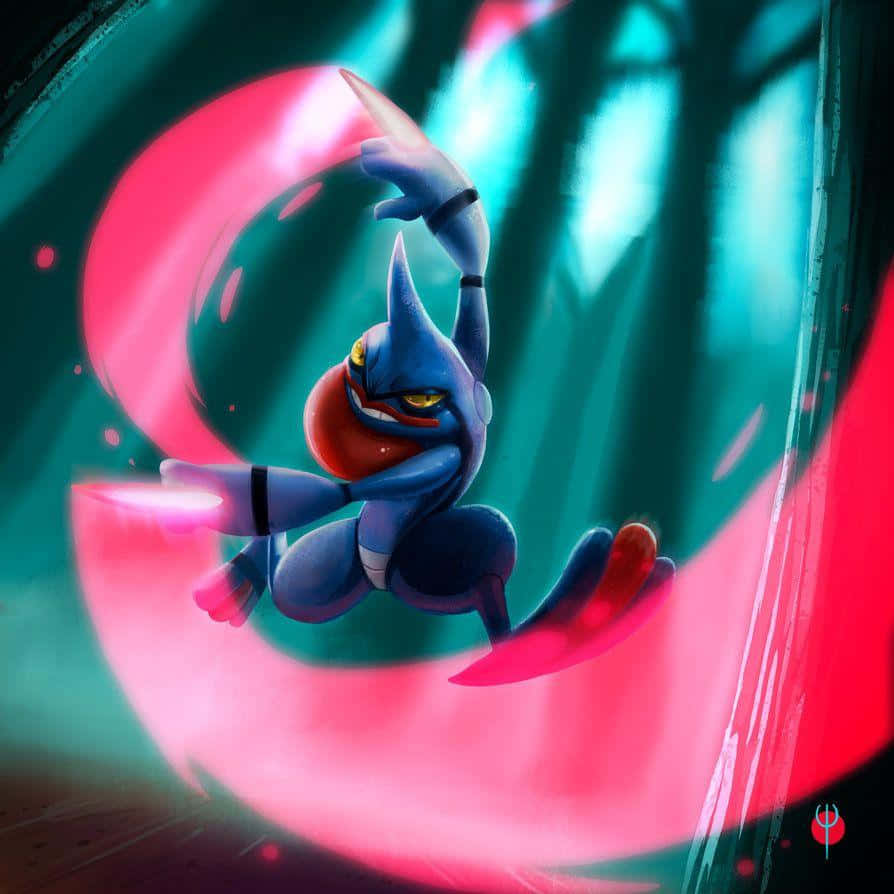 Toxicroak, anime-style, glowing pink energy ring, SD Desktop Wallpaper