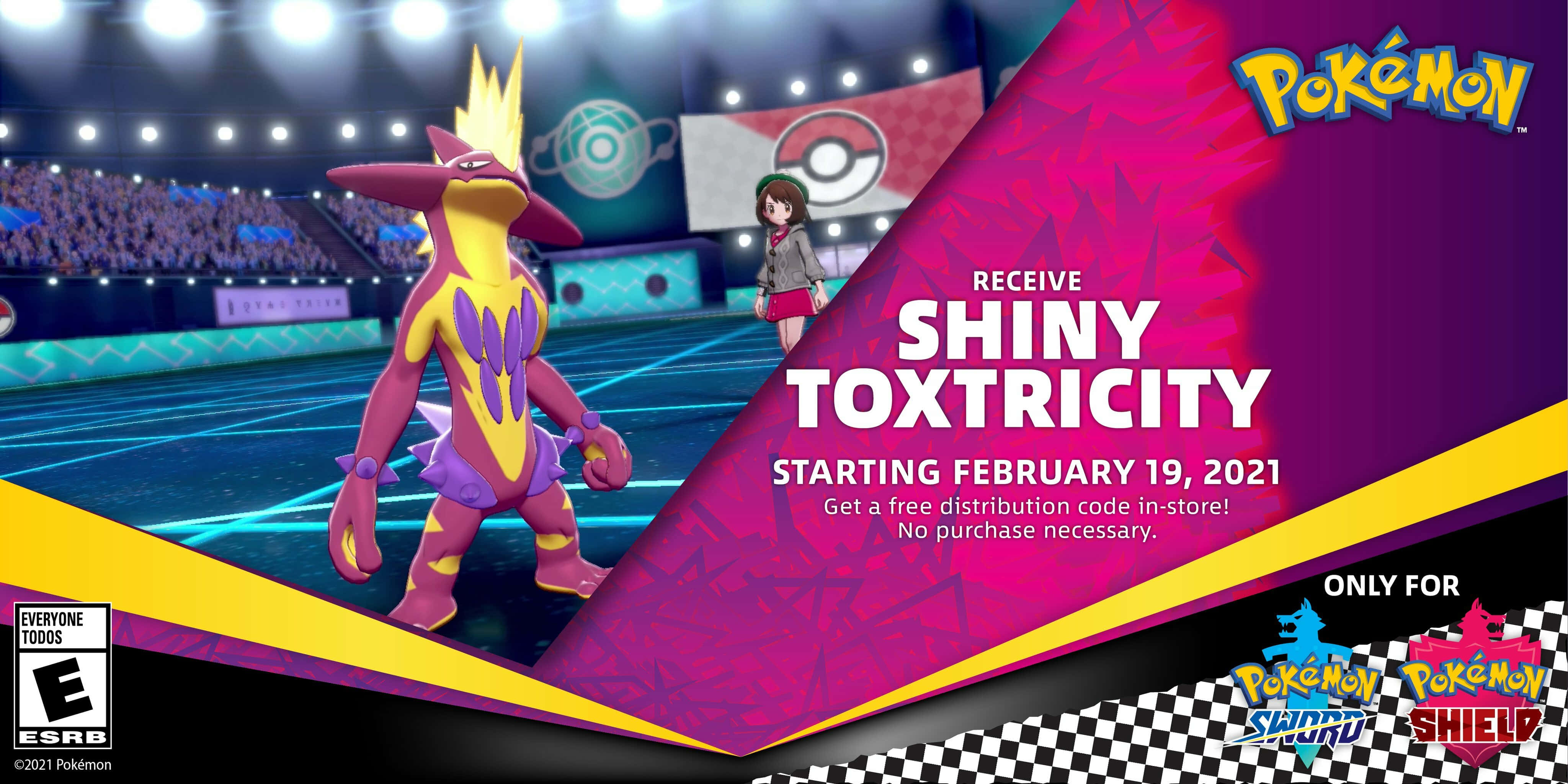 Shiny Toxtricity, Pokémon battle arena, cheering crowd, 4K Desktop Wallpaper