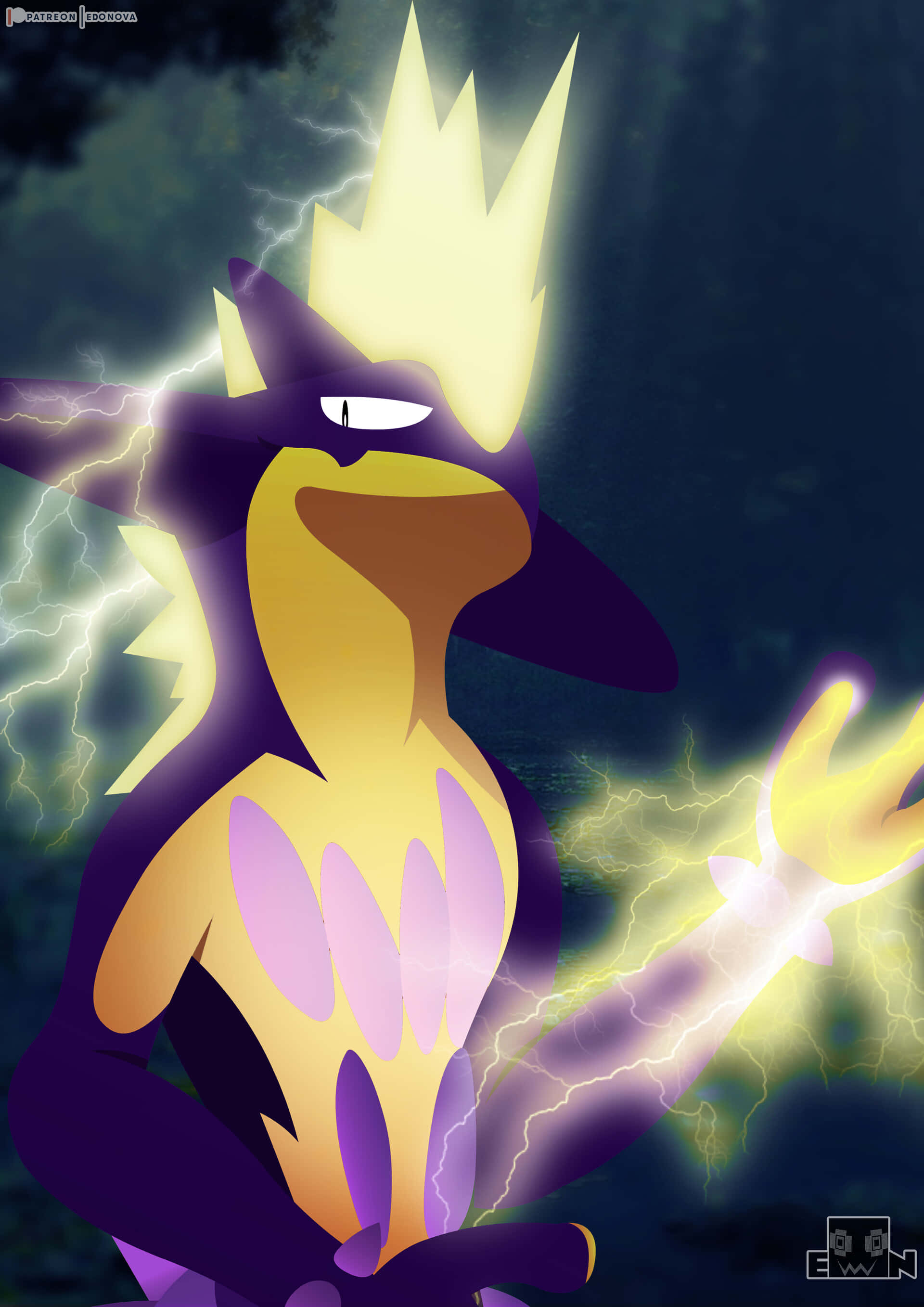 Toxtricity, purple and yellow, glowing crown, 2K Phone Wallpaper