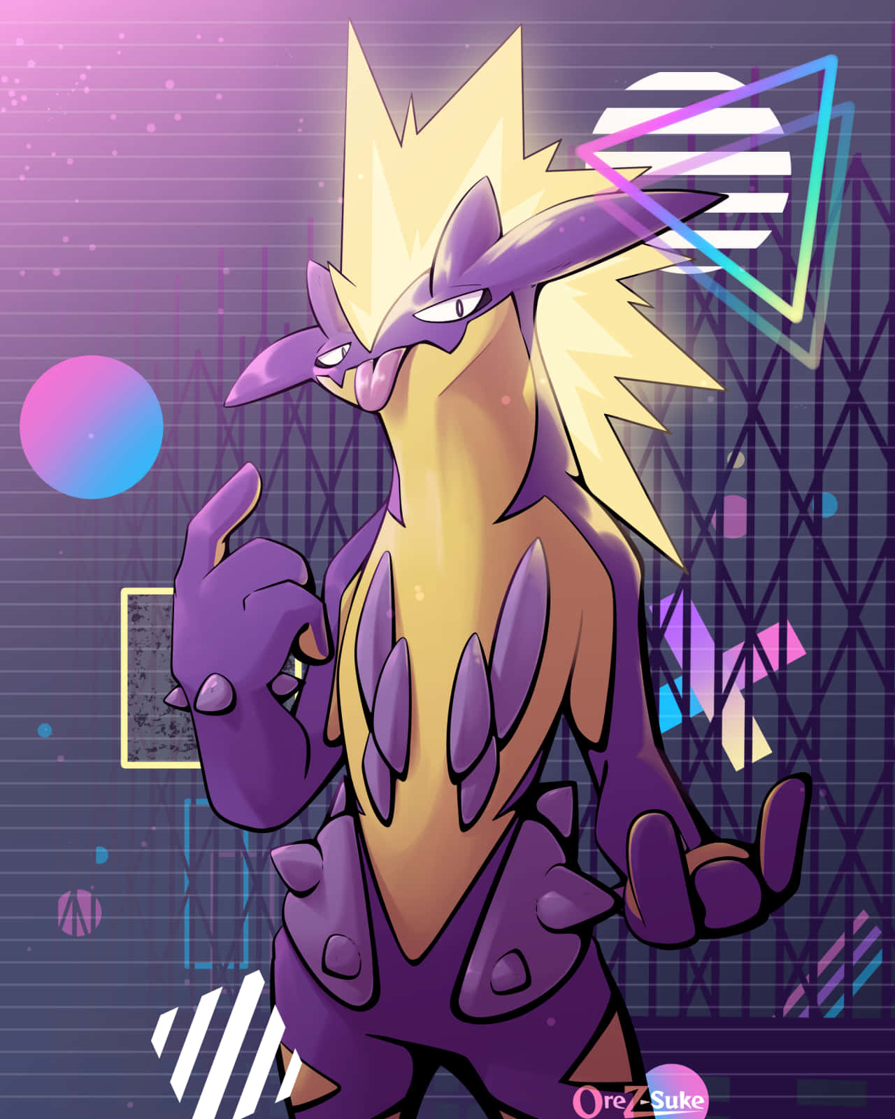 Toxtricity, purple and yellow, spiky hair, HD Phone Wallpaper