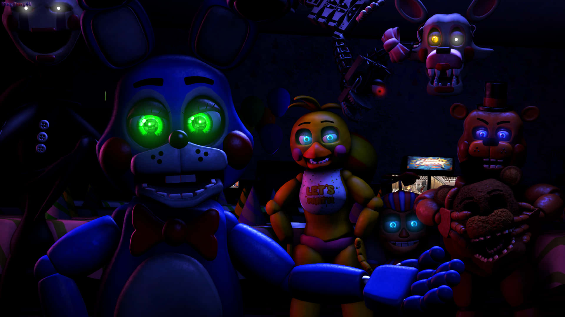 Toy Bonnie, glowing-eyed, animatronic, Full HD Desktop Wallpaper