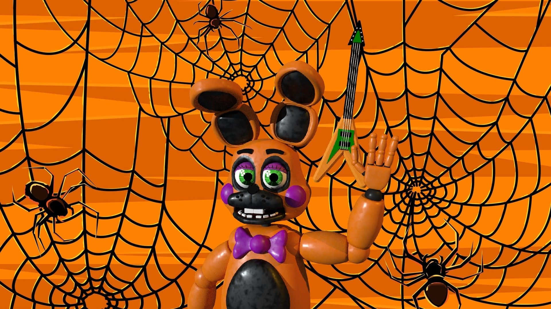Toy Bonnie, spider web, orange bunny, Full HD Desktop Wallpaper