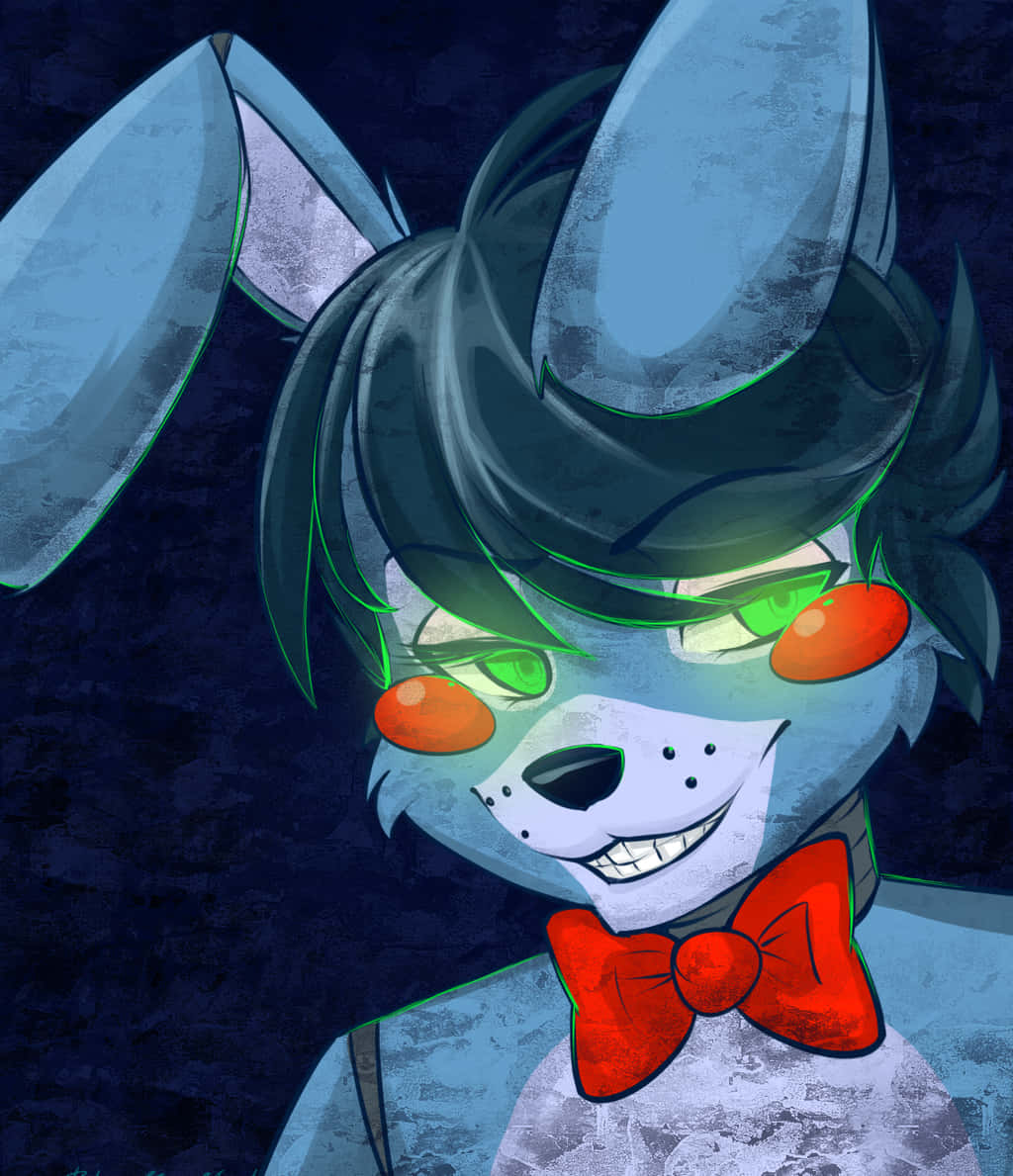 Toy Bonnie, blue rabbit, glowing green eyes, SD Phone Wallpaper
