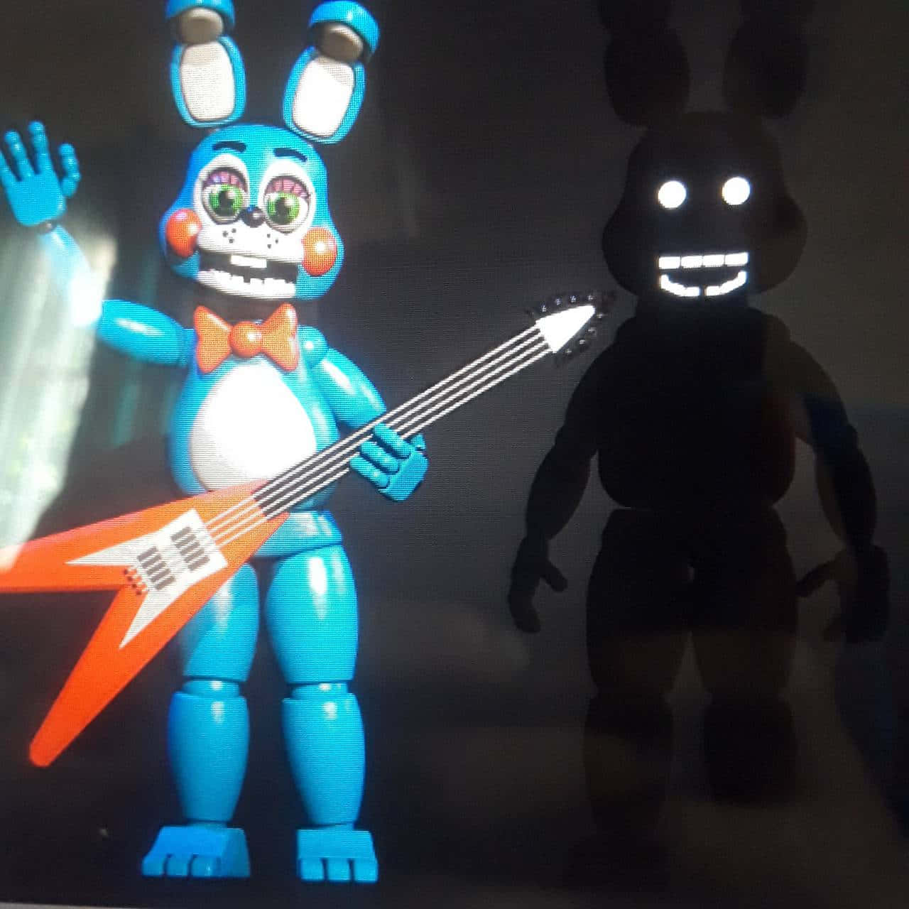 Toy Bonnie, blue animatronic rabbit, green eyes, HD Desktop Wallpaper