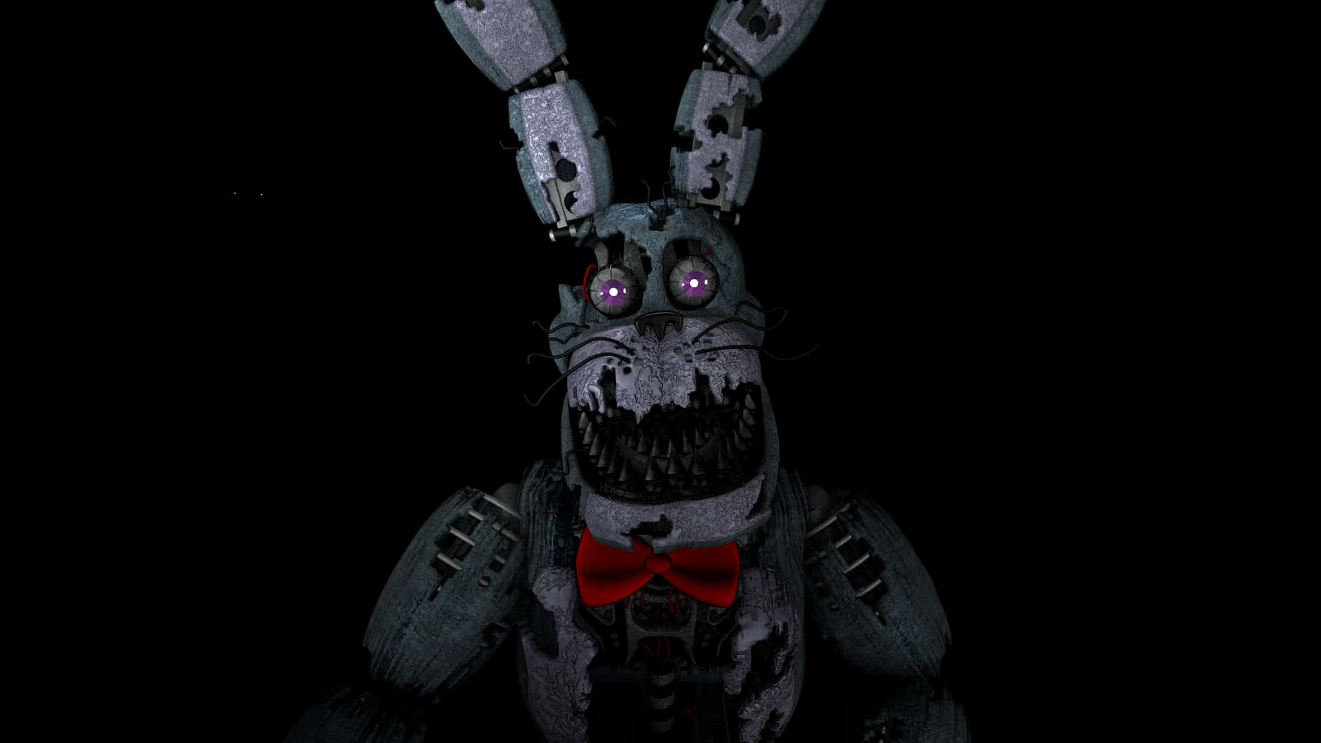 Toy Bonnie, glowing purple eyes, red bowtie, Full HD Desktop Wallpaper