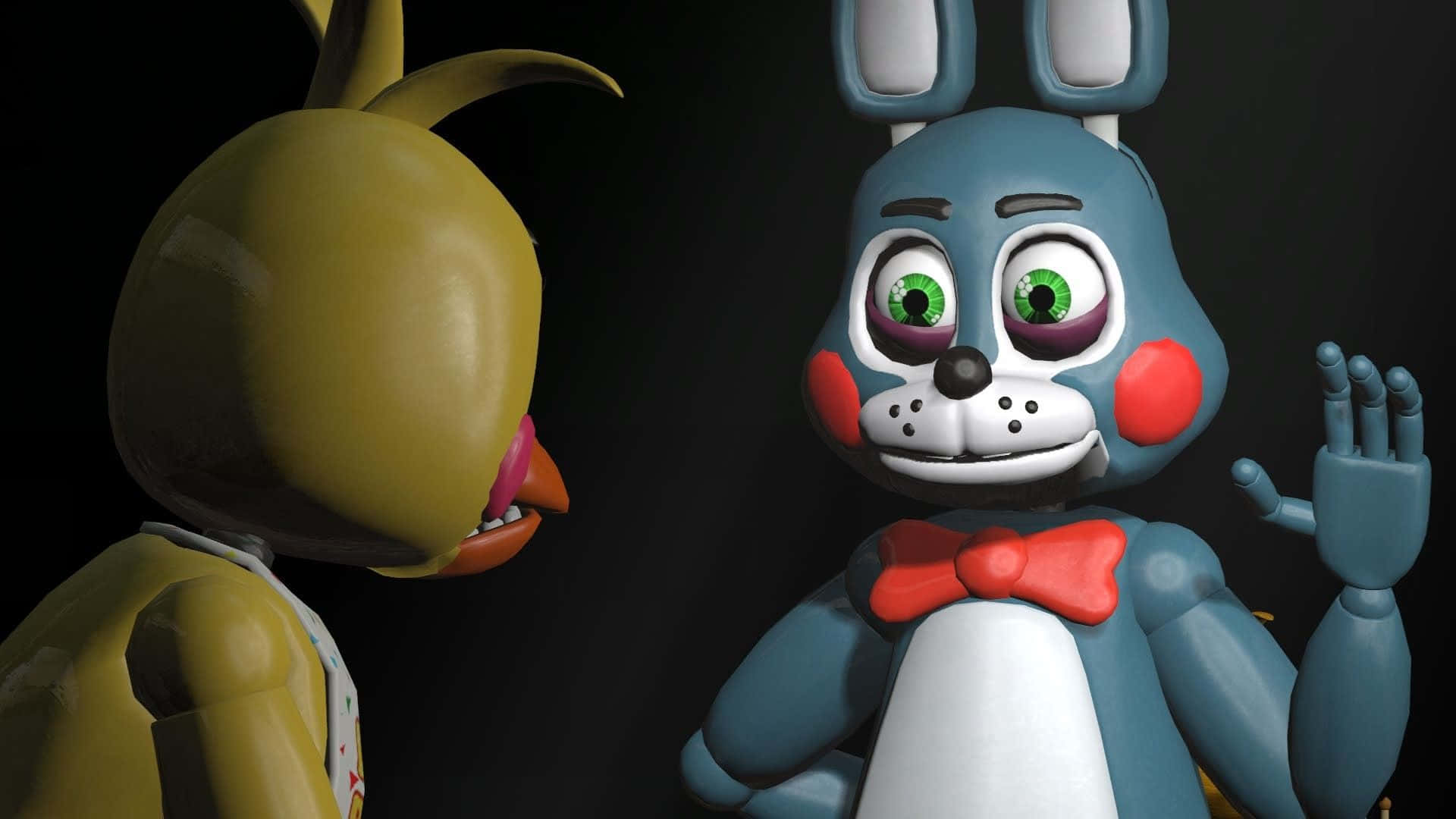 Toy Bonnie, blue bunny animatronic, green eyes, Full HD Desktop Wallpaper