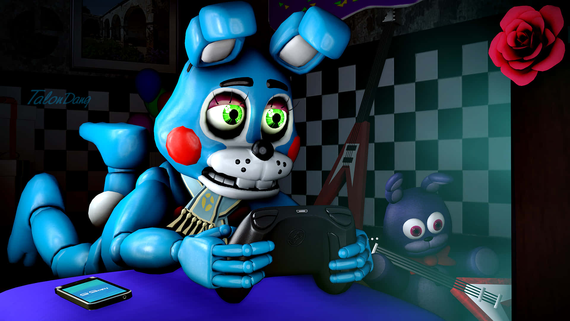 Toy Bonnie, five nights at freddy's, blue animatronic bunny, Full HD Desktop Wallpaper