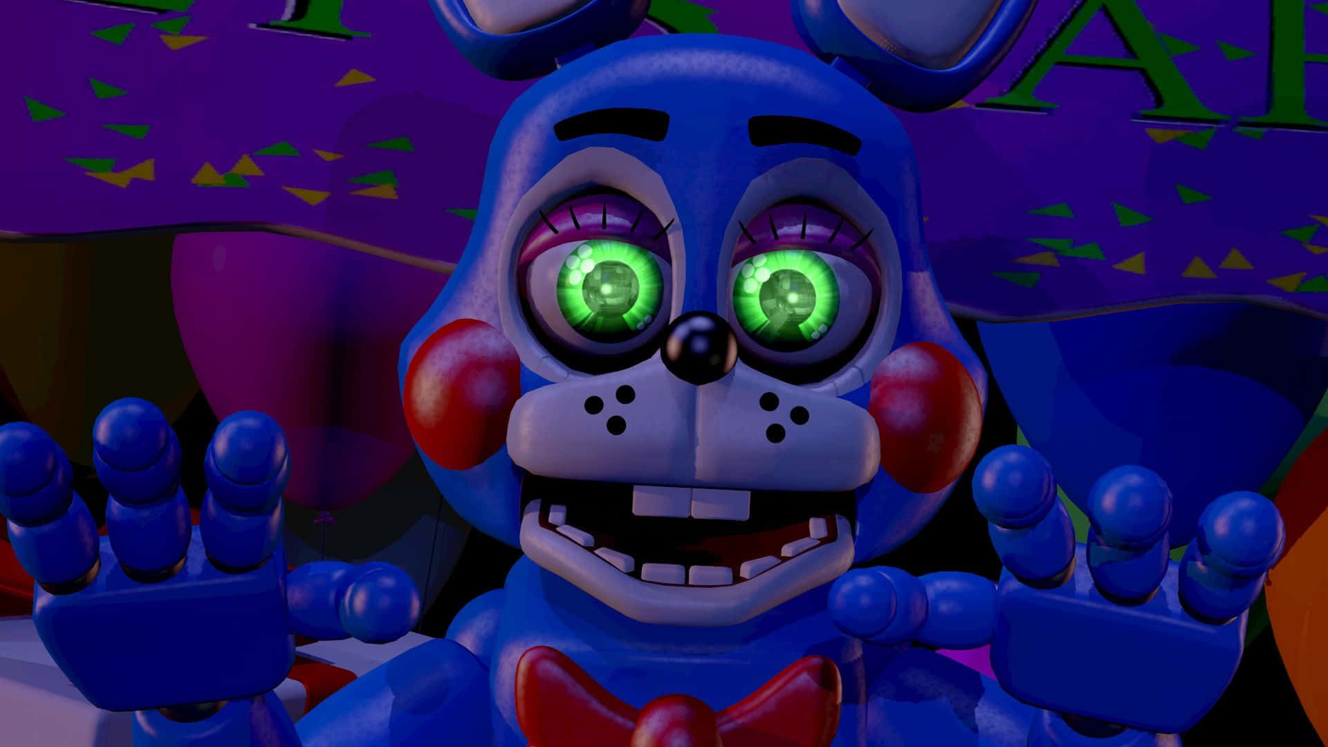 Toy Bonnie, green eyes, blue animatronic bunny, Full HD Desktop Wallpaper