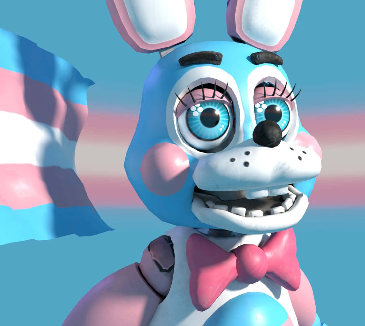 Toy Bonnie, blue bunny, pink accents, SD Desktop Wallpaper