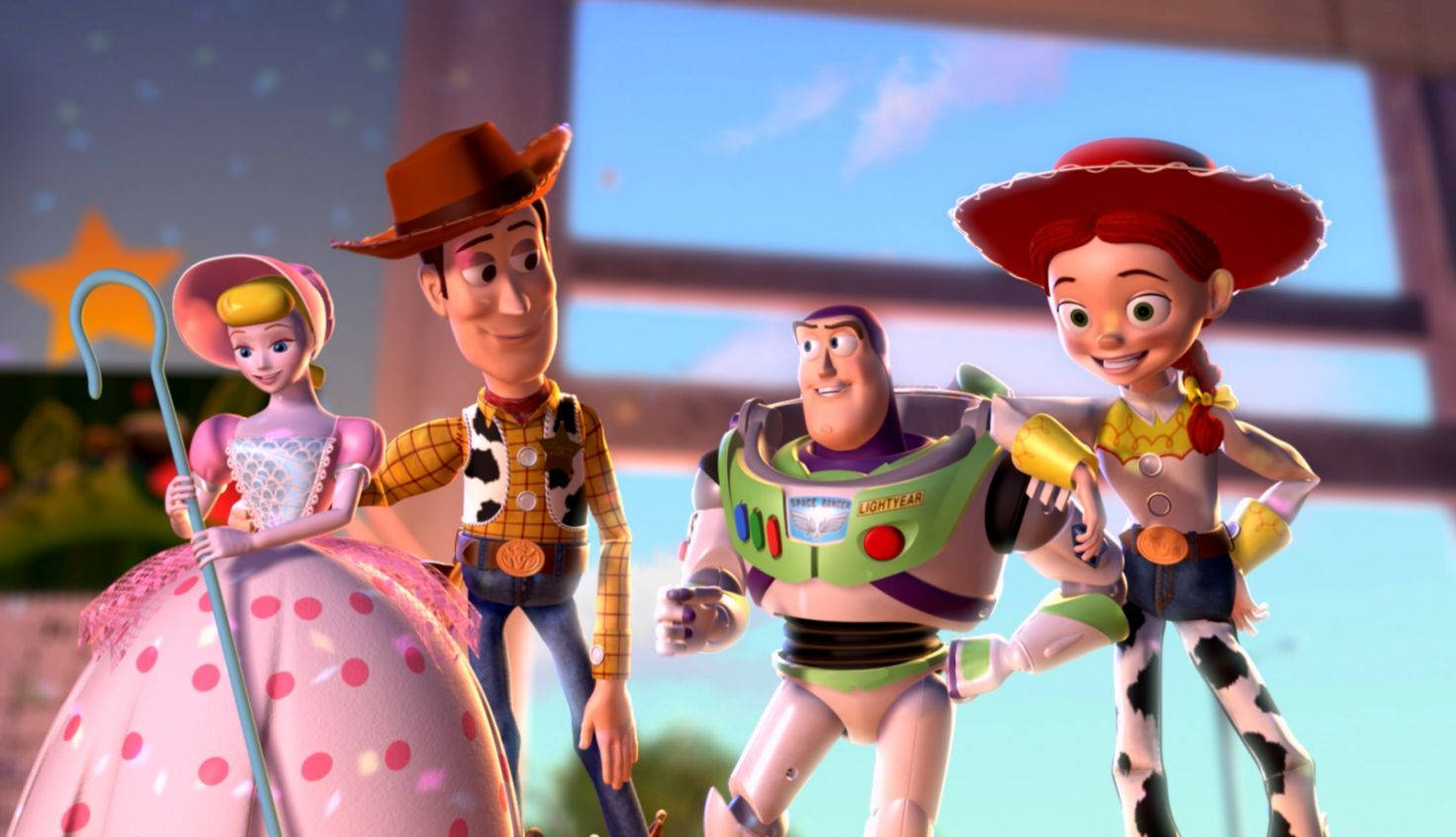 Toy Story, animated toy characters, bright blue sky, HD Desktop Wallpaper