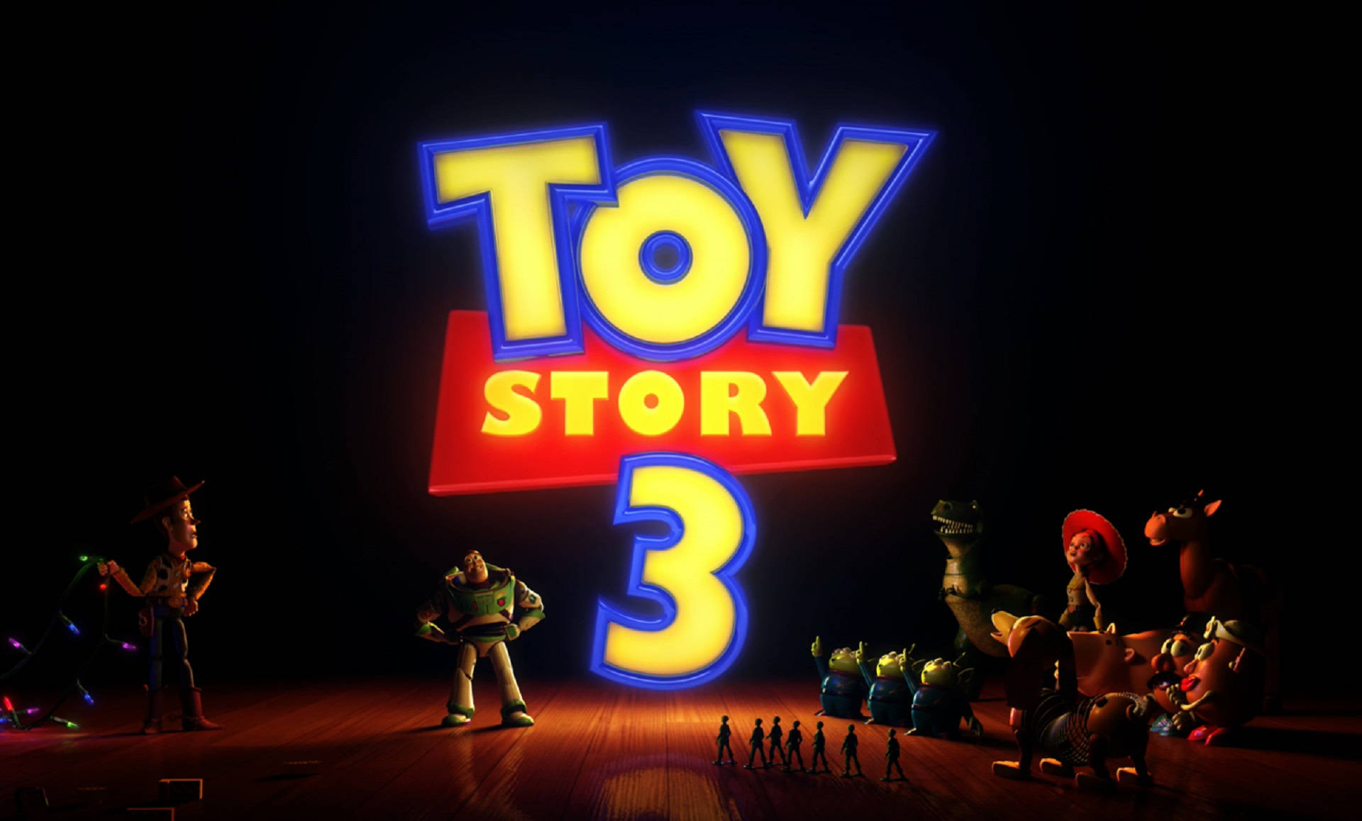 Toy Story 3, title logo, glows brightly, Full HD Desktop Wallpaper