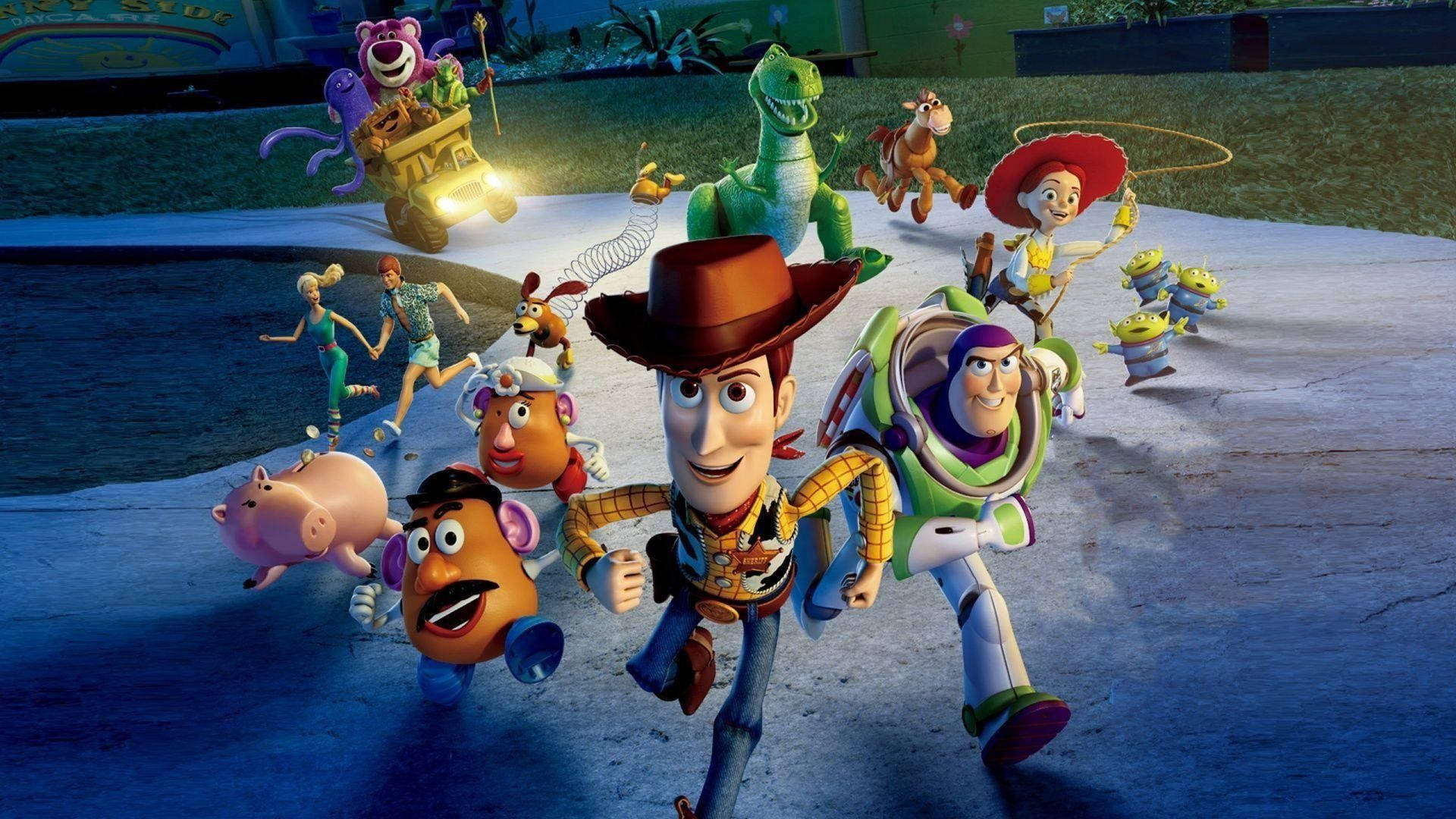 Toy Story, Toy Story 3, moonlit backyard, Full HD Desktop Wallpaper