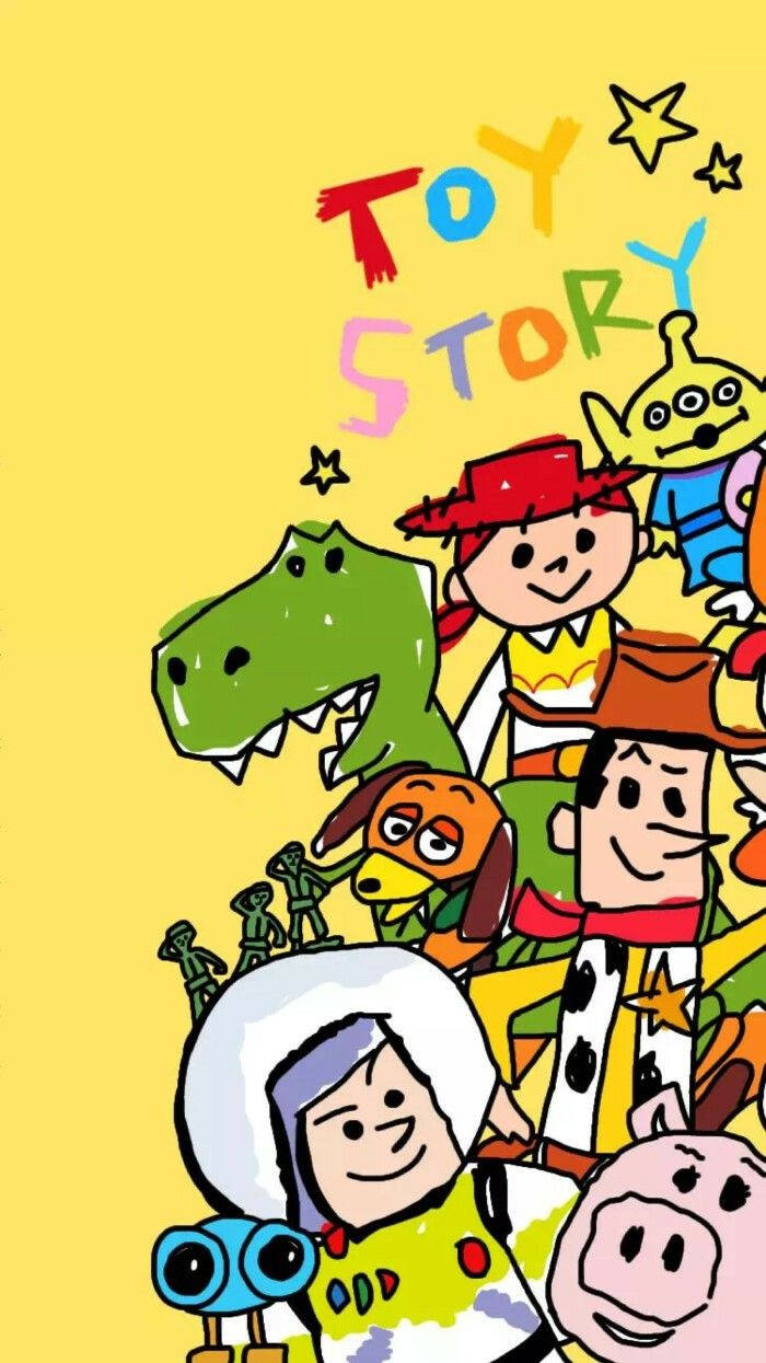 Toy Story 3, kid's drawing, colorful cartoon illustration, SD Phone Wallpaper