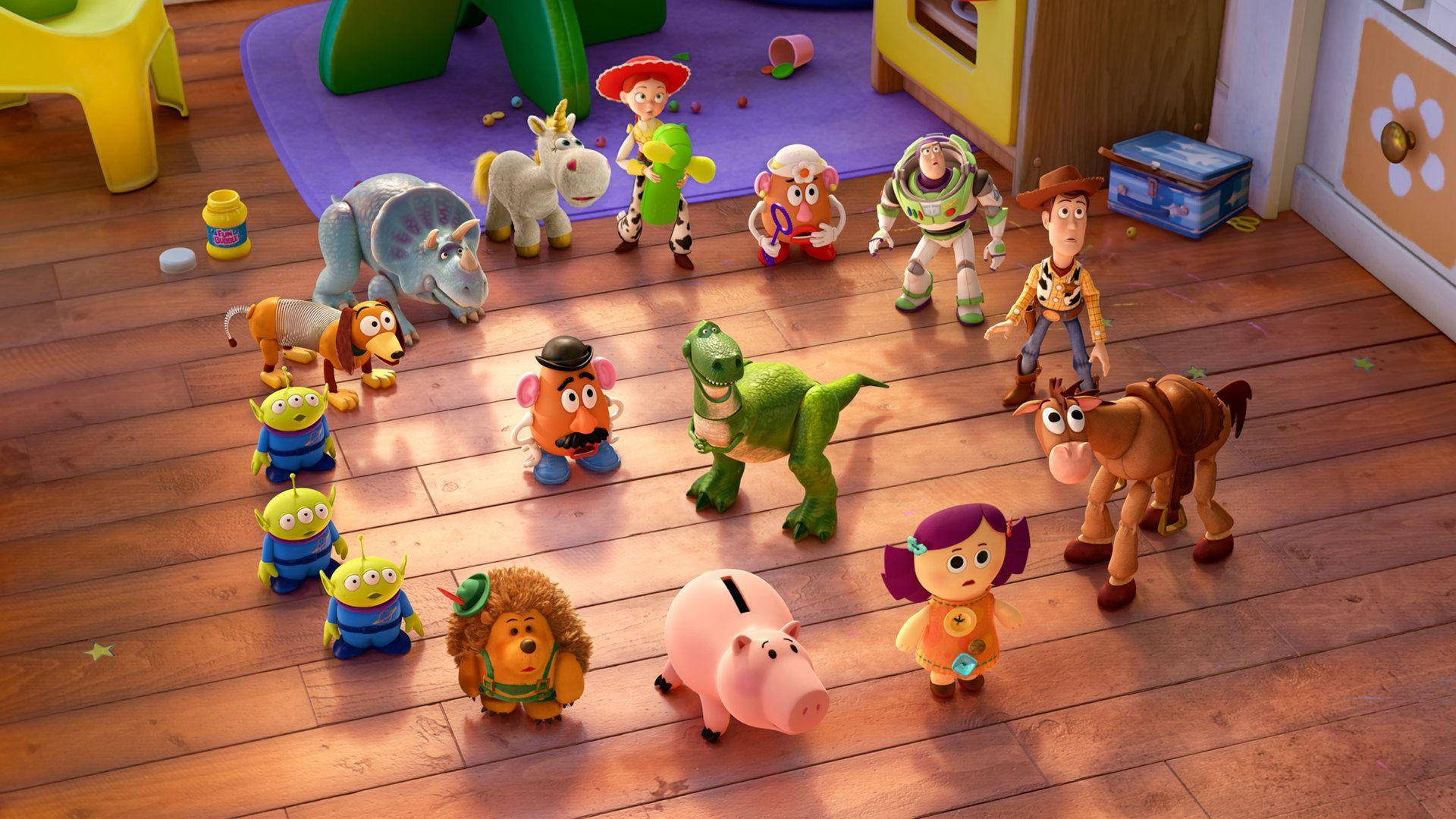 Toy Story 3, Toy Story characters, wooden floor, Full HD Desktop Wallpaper