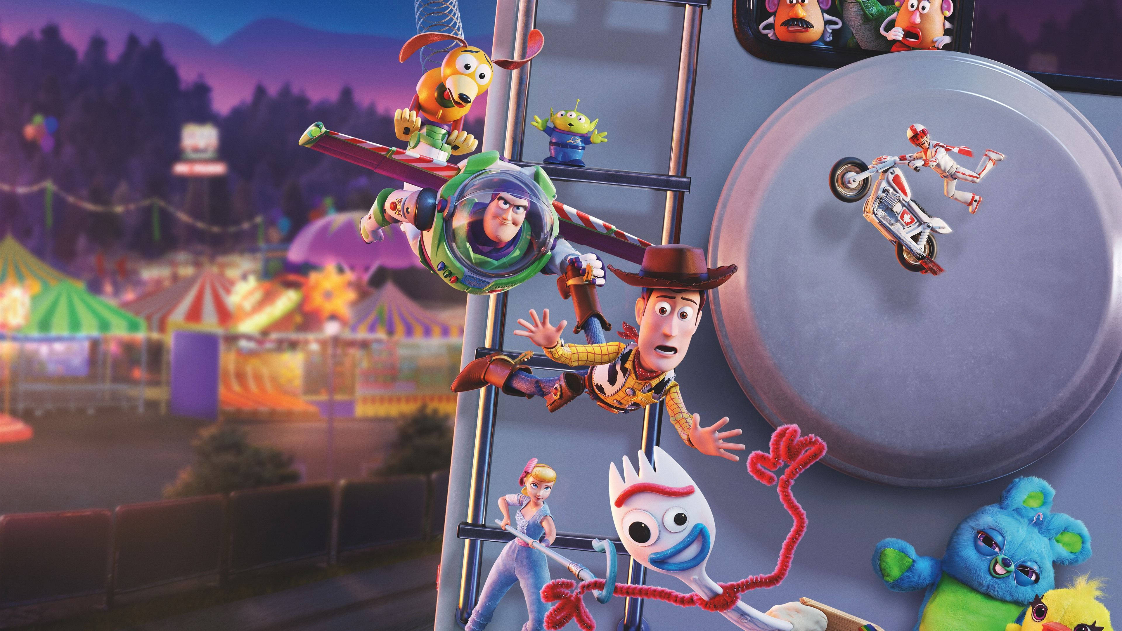 Toy Story 4, carnival, twilight sky, 4K Desktop Wallpaper