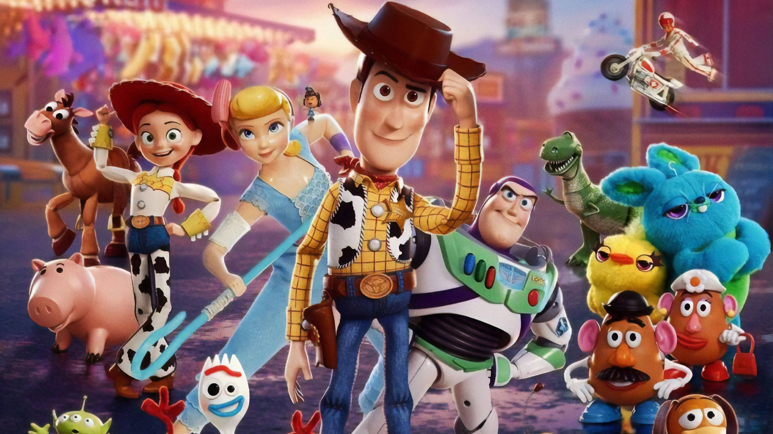 Toy Story 4, animated poster, Toy Story characters, 2K Desktop Wallpaper
