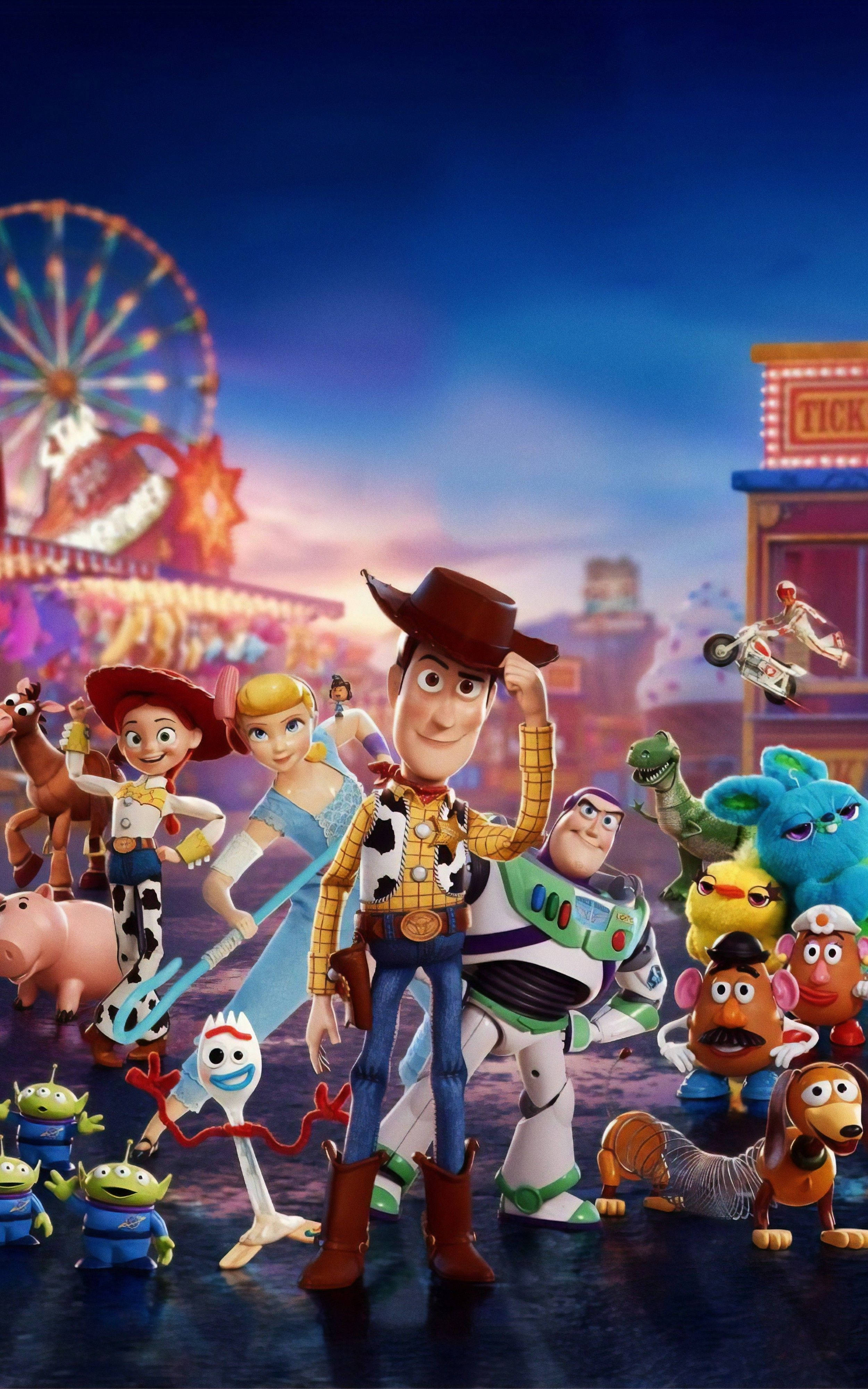 Toy Story 4, whole cast, carnival, 4K Phone Wallpaper