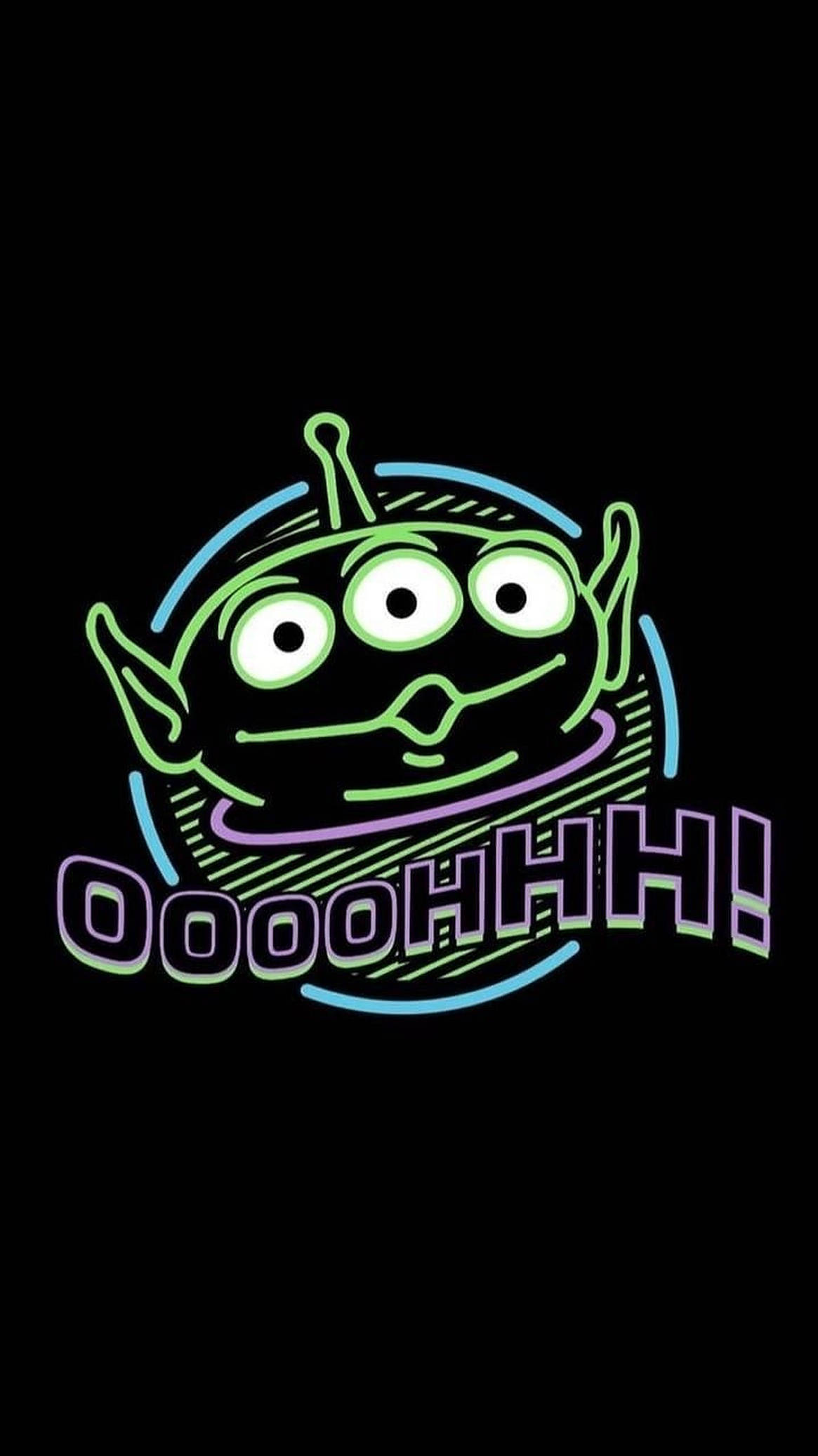 Toy Story Alien, neon green, three eyes, Full HD Phone Wallpaper