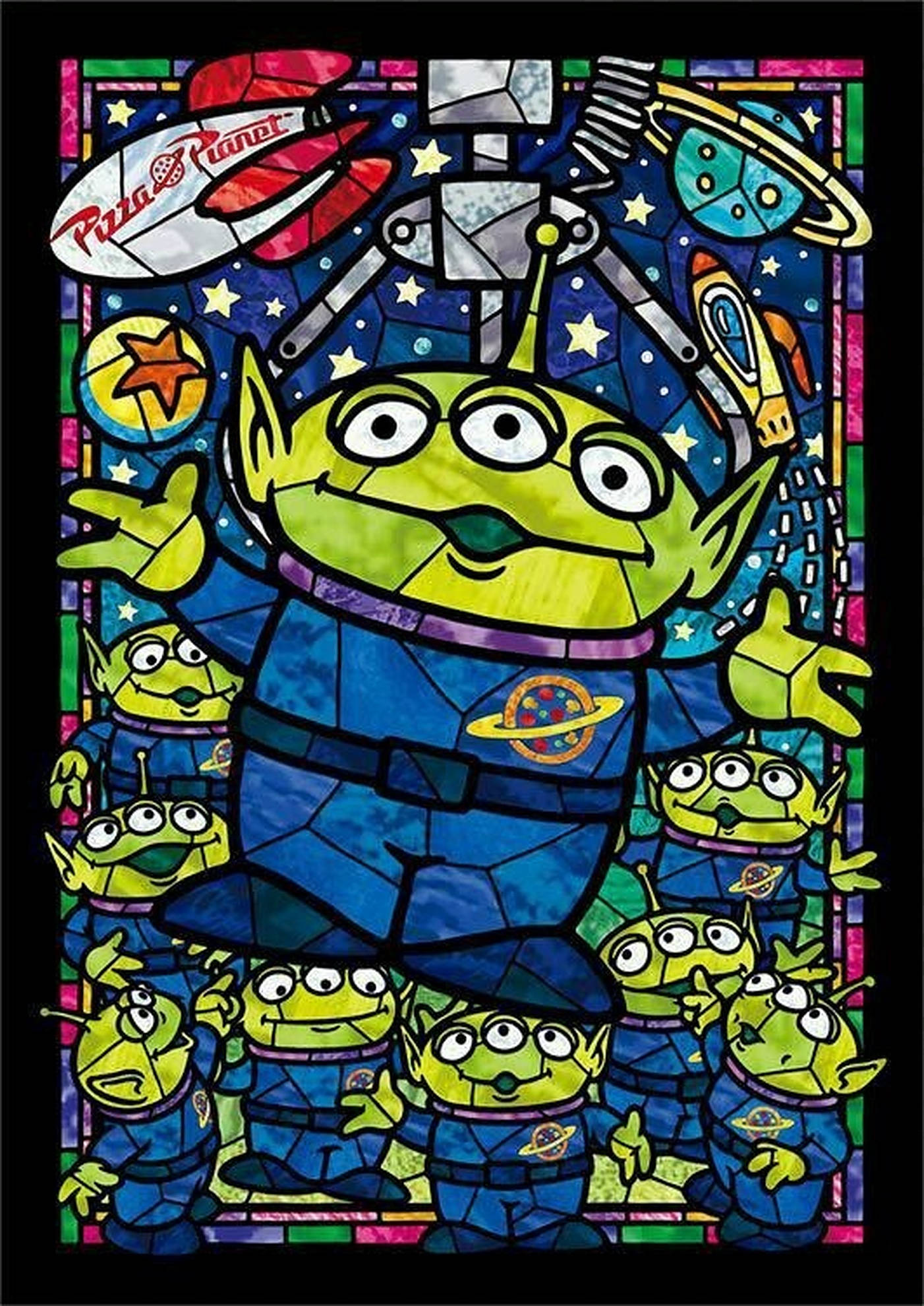 Toy Story Alien, stained glass, green alien, Full HD Phone Wallpaper