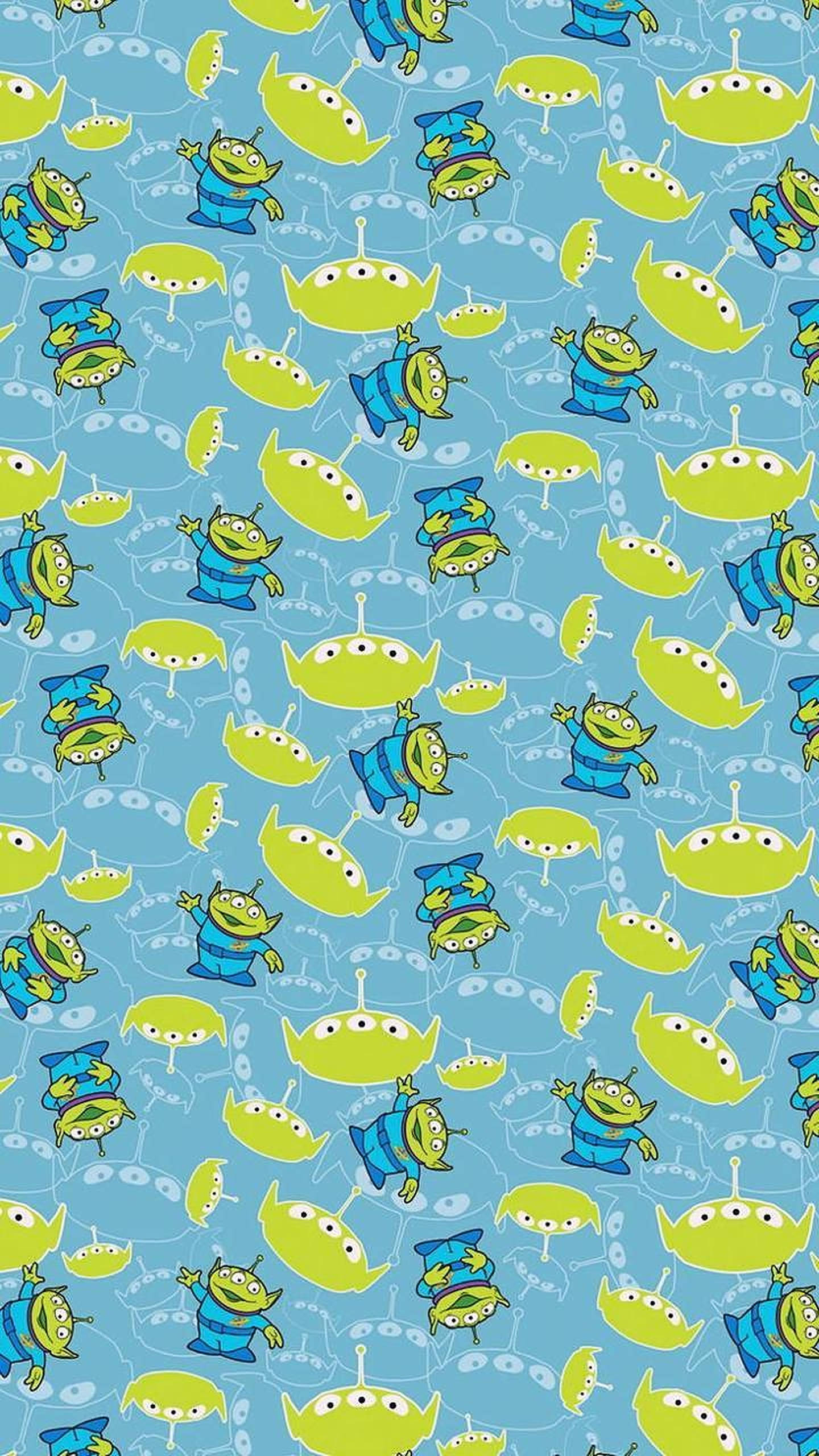 Toy Story Alien, green three-eyed aliens, blue spacesuits, 2K Phone Wallpaper