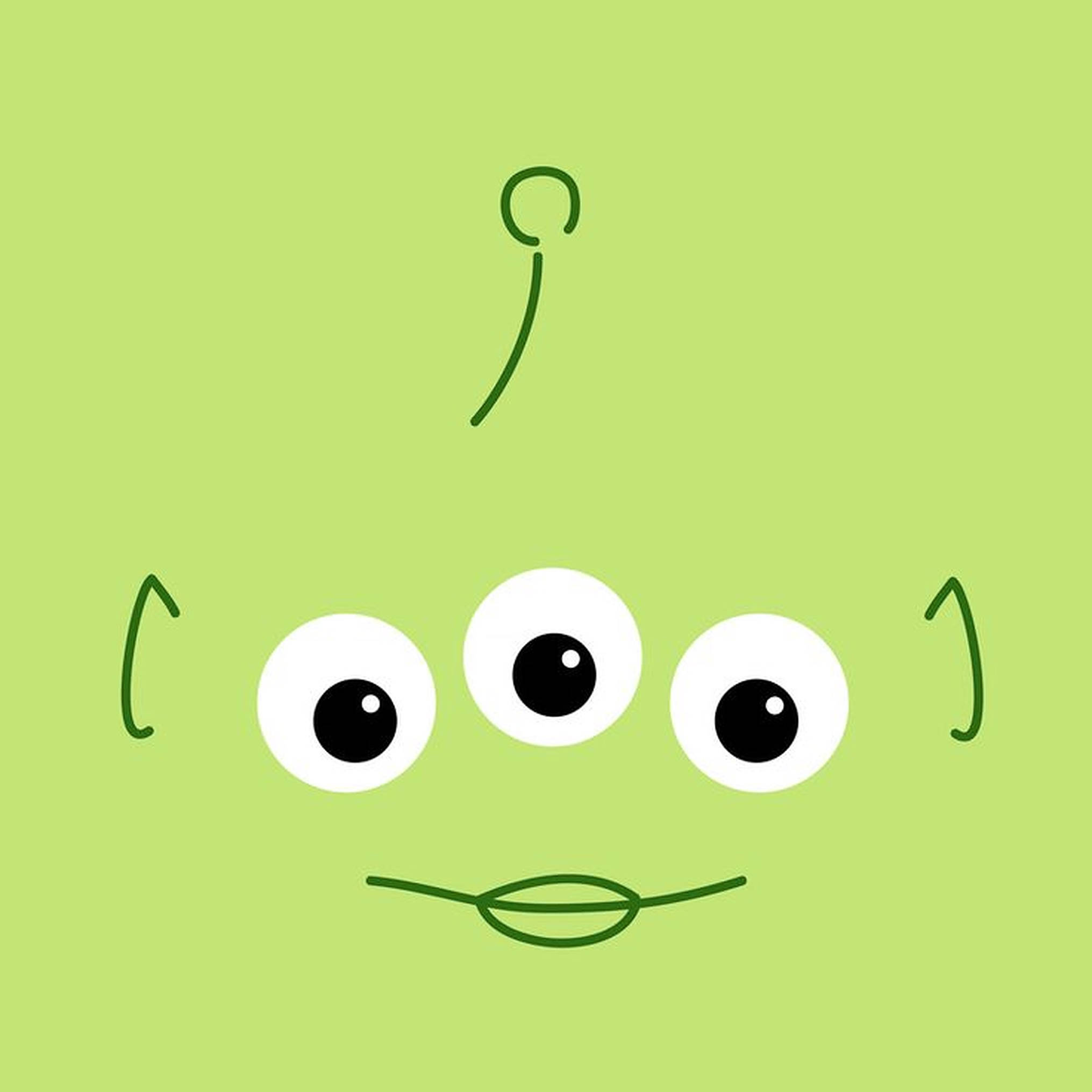 Toy Story Alien, green alien face, three big eyes, Full HD Desktop Wallpaper