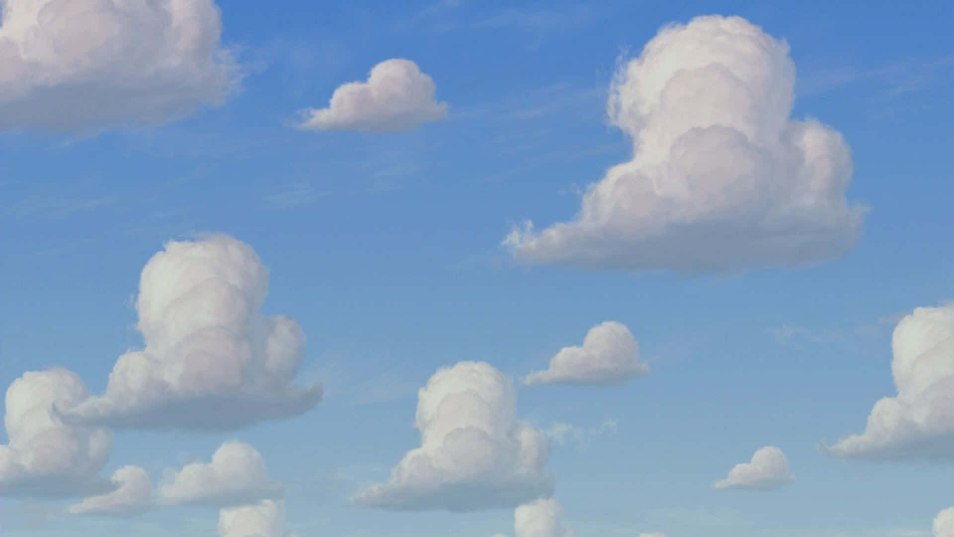 Toy Story Cloud, vast blue sky, soft puffy white clouds, Full HD Desktop Wallpaper
