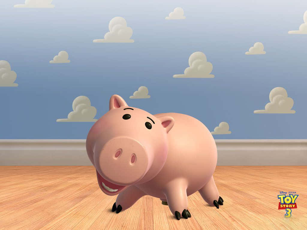 Toy Story Cloud, pink piggy bank, black hooves, SD Desktop Wallpaper