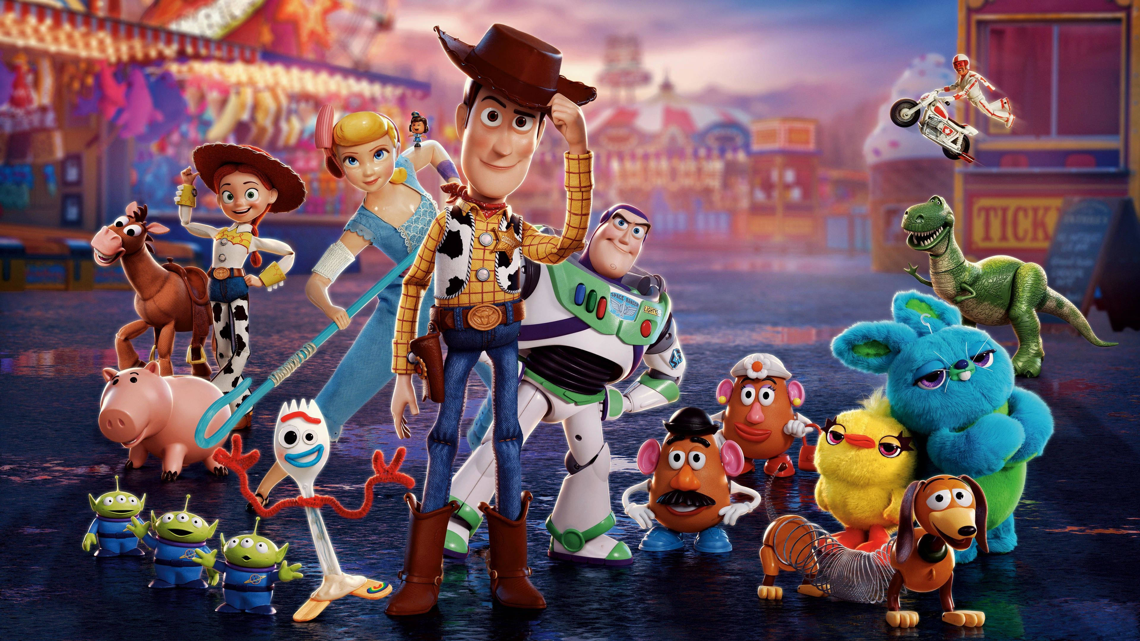 Toy Story 4, carnival, twilight sky, 4K Desktop Wallpaper