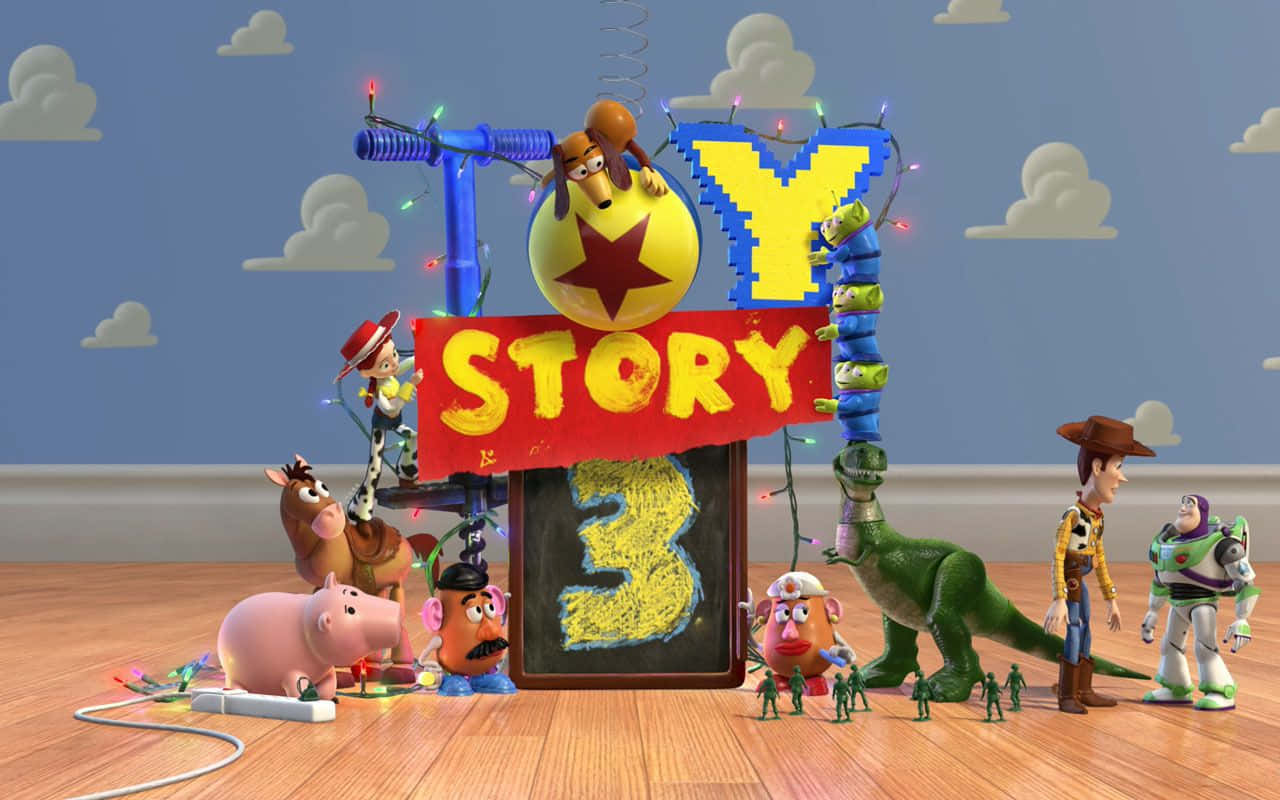 Toy Story 3, Toy Story Cloud, festive lights, HD Desktop Wallpaper