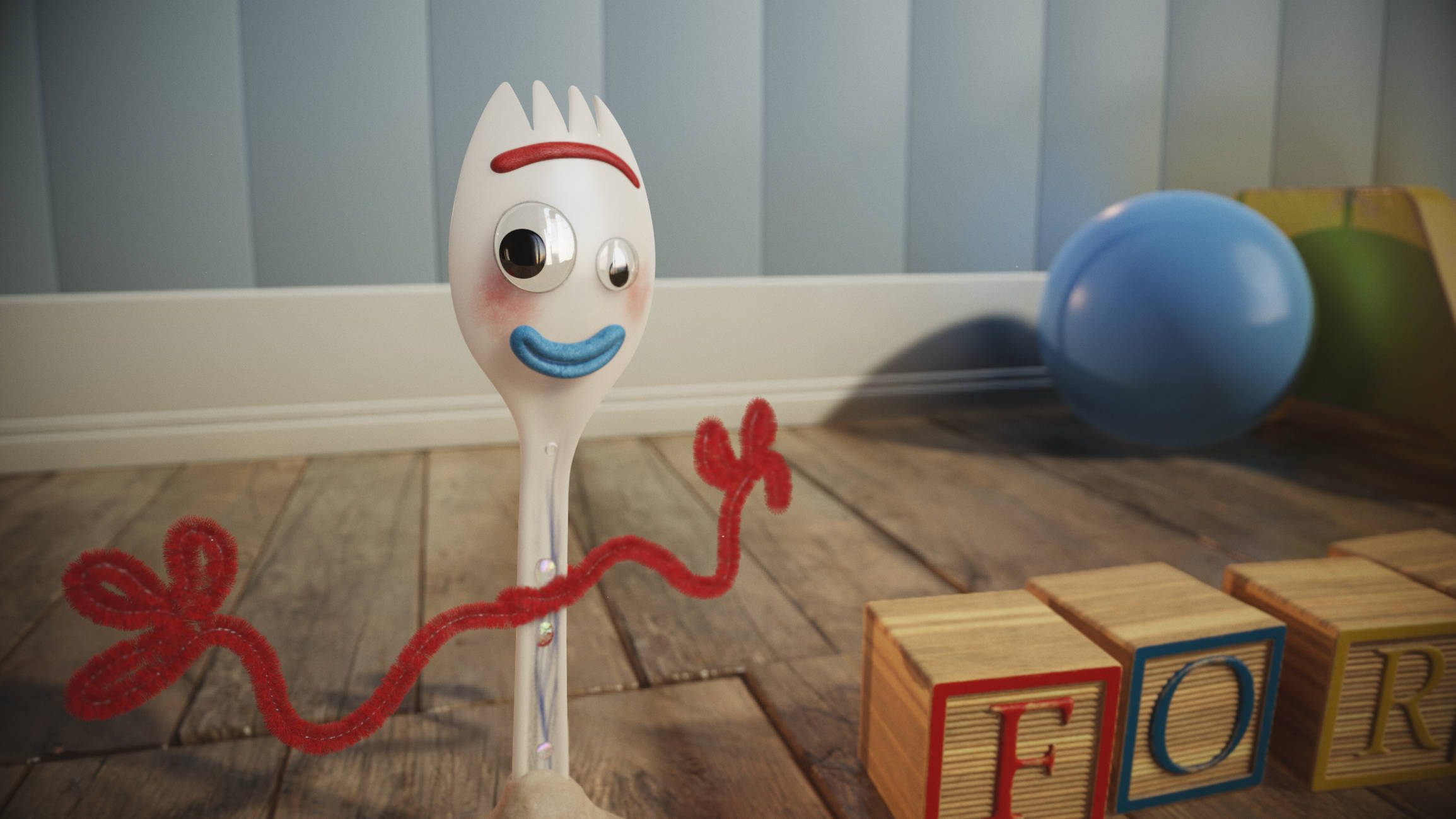 Toy Story Forky, googly eyes, red pipe cleaner arms, Full HD Desktop Wallpaper