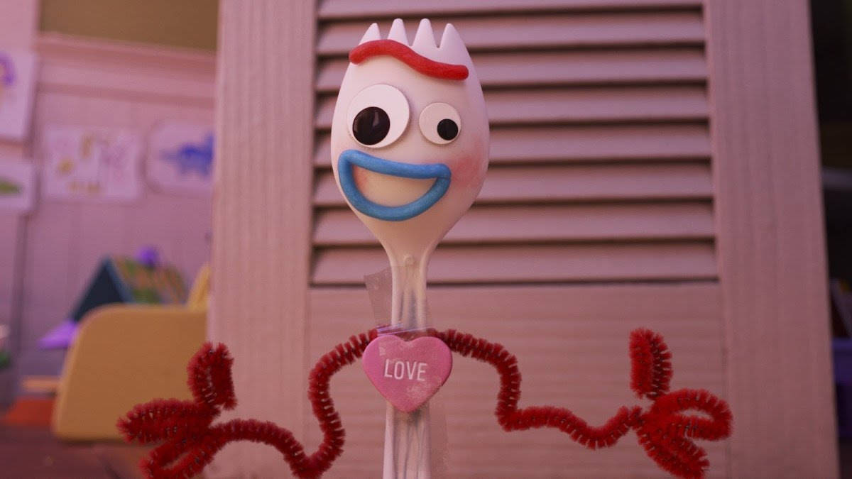 Toy Story Forky, pink heart, googly eyes, SD Desktop Wallpaper