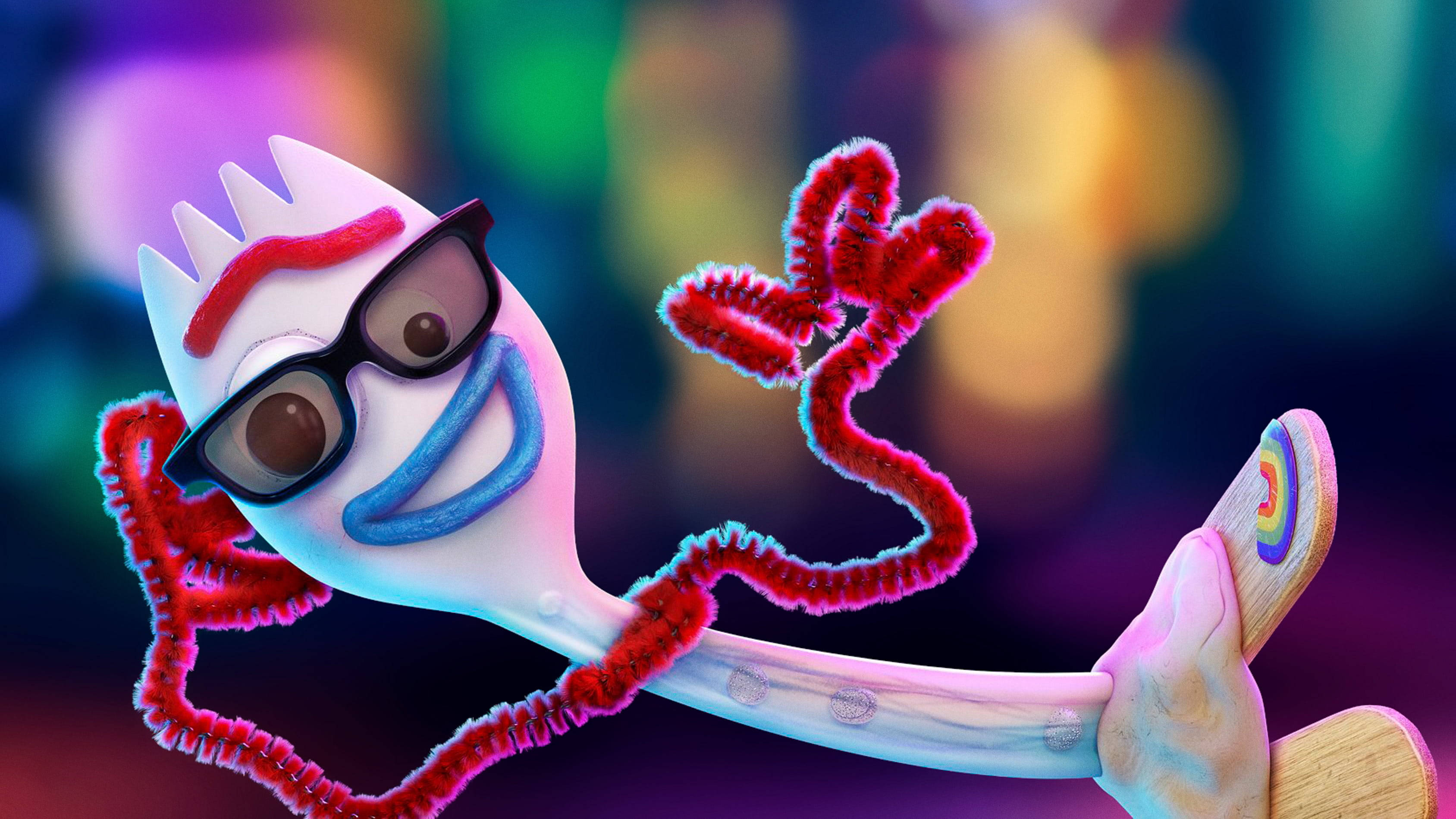 Toy Story Forky, sunglasses, pipe cleaner limbs, 2K Desktop Wallpaper