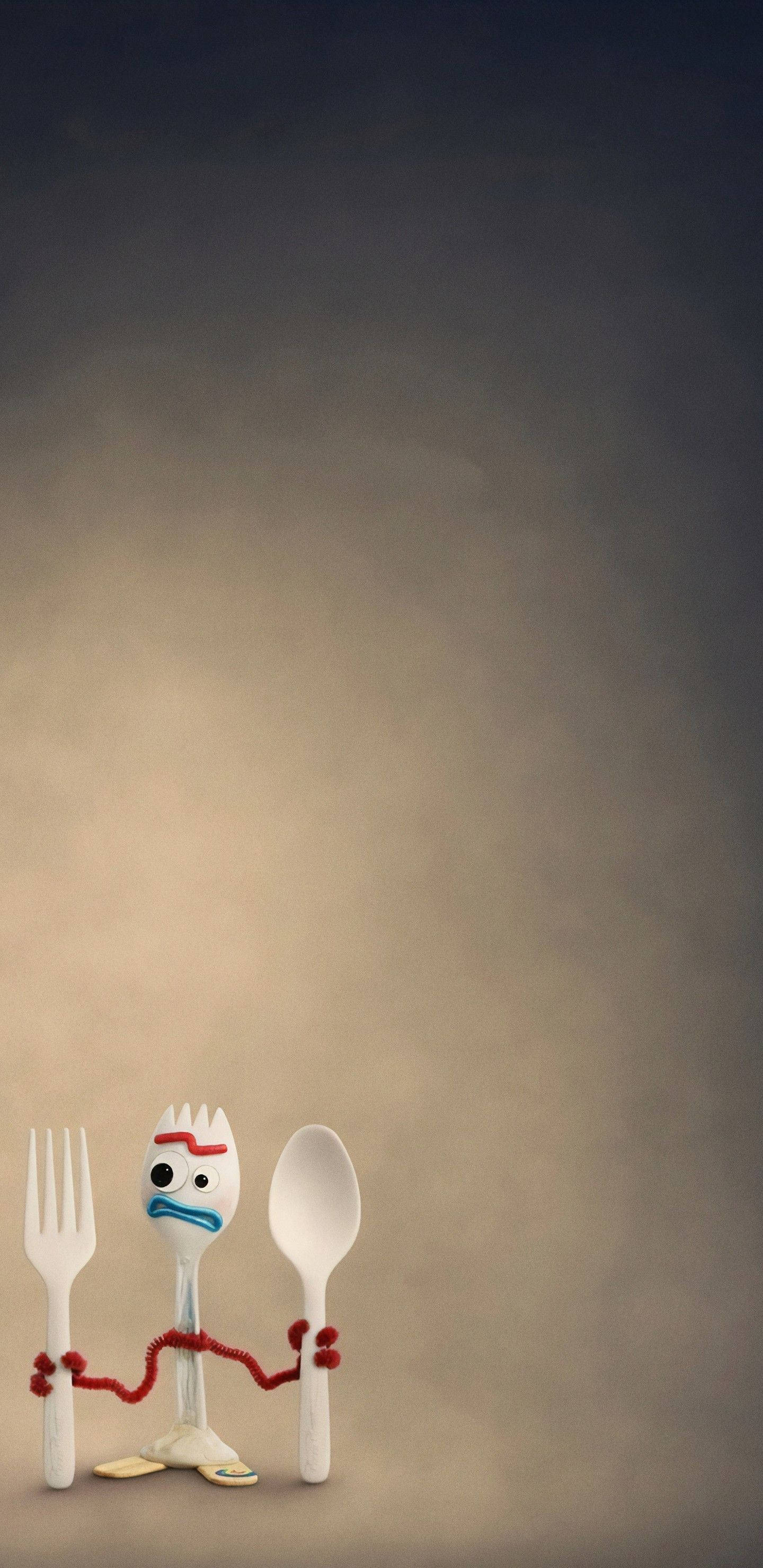 Toy Story Forky, plastic spork, red yarn arms, 2K Phone Wallpaper