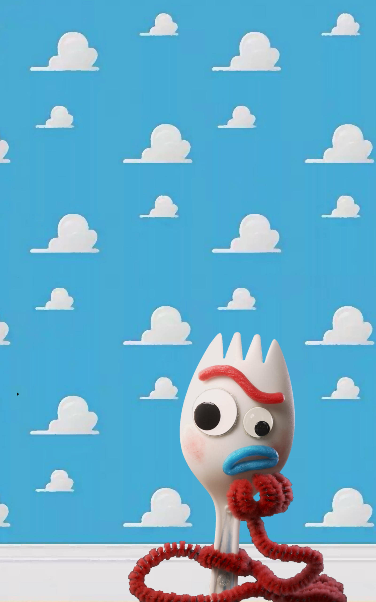 Toy Story Forky, white plastic fork, googly eyes, 2K Phone Wallpaper