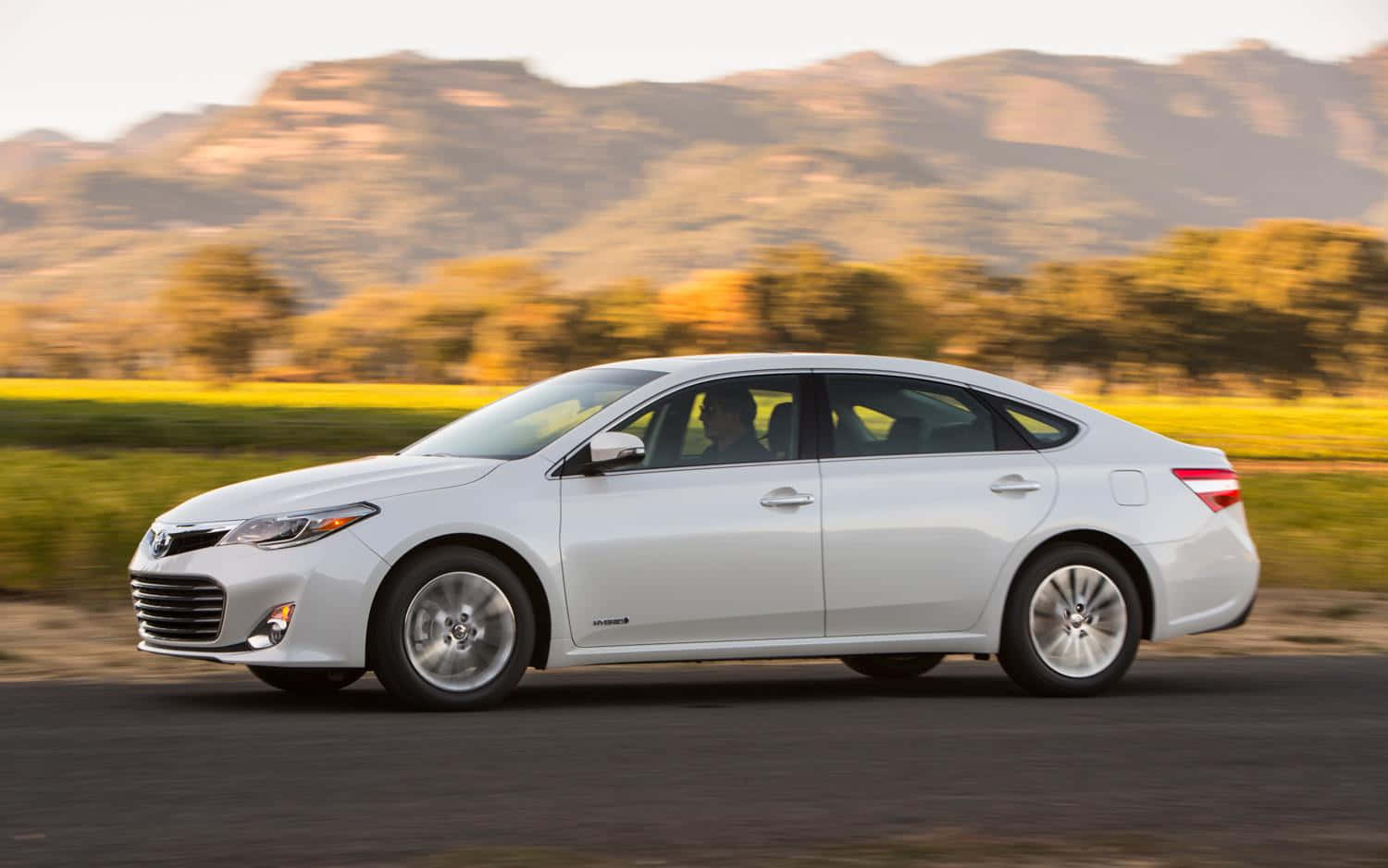 Toyota Avalon, white hybrid sedan, golden fields, HD Desktop Wallpaper