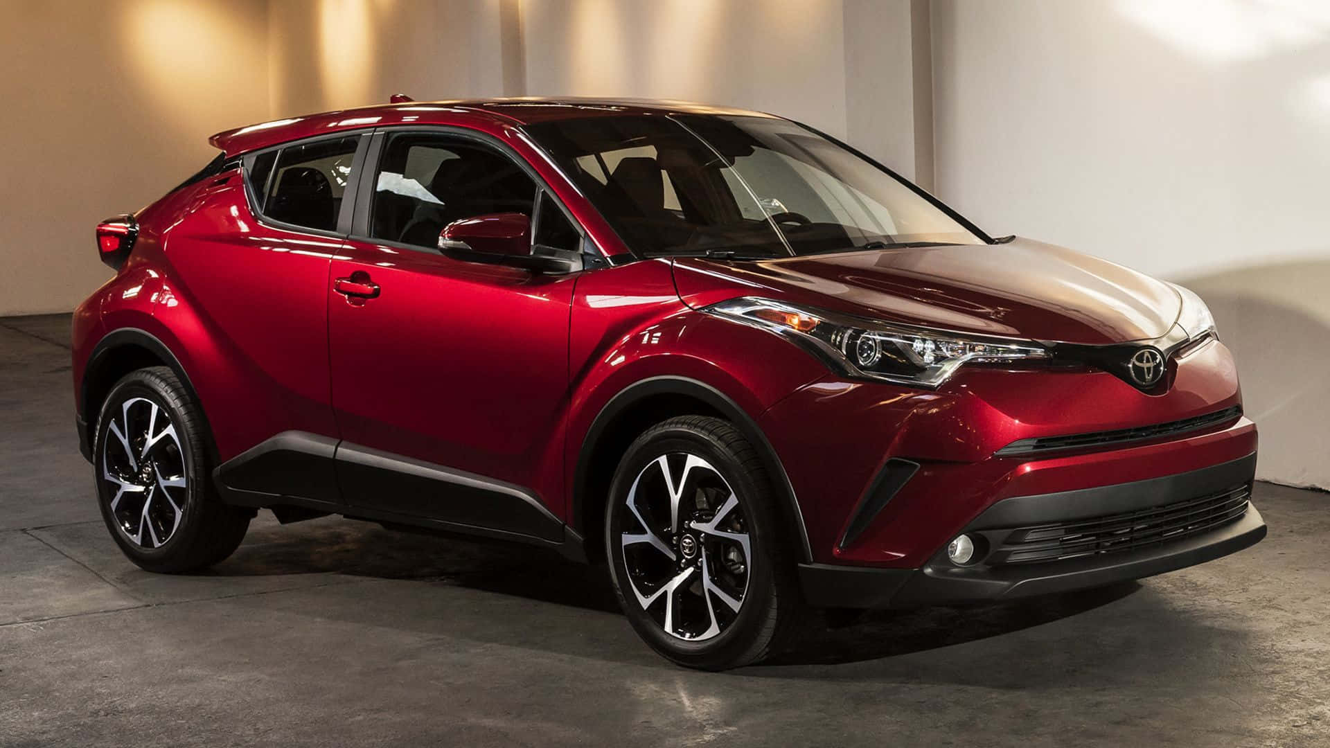 Toyota C-HR, glossy red, minimalist studio, Full HD Desktop Wallpaper