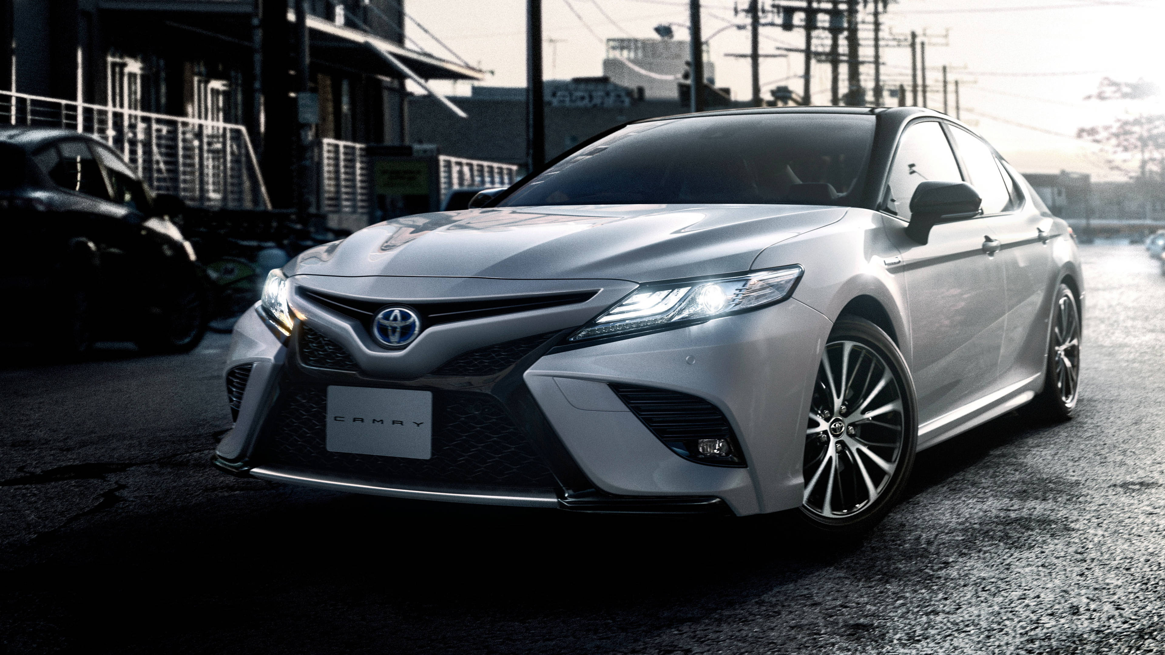 Toyota Camry, white, sleek, 4K Desktop Wallpaper