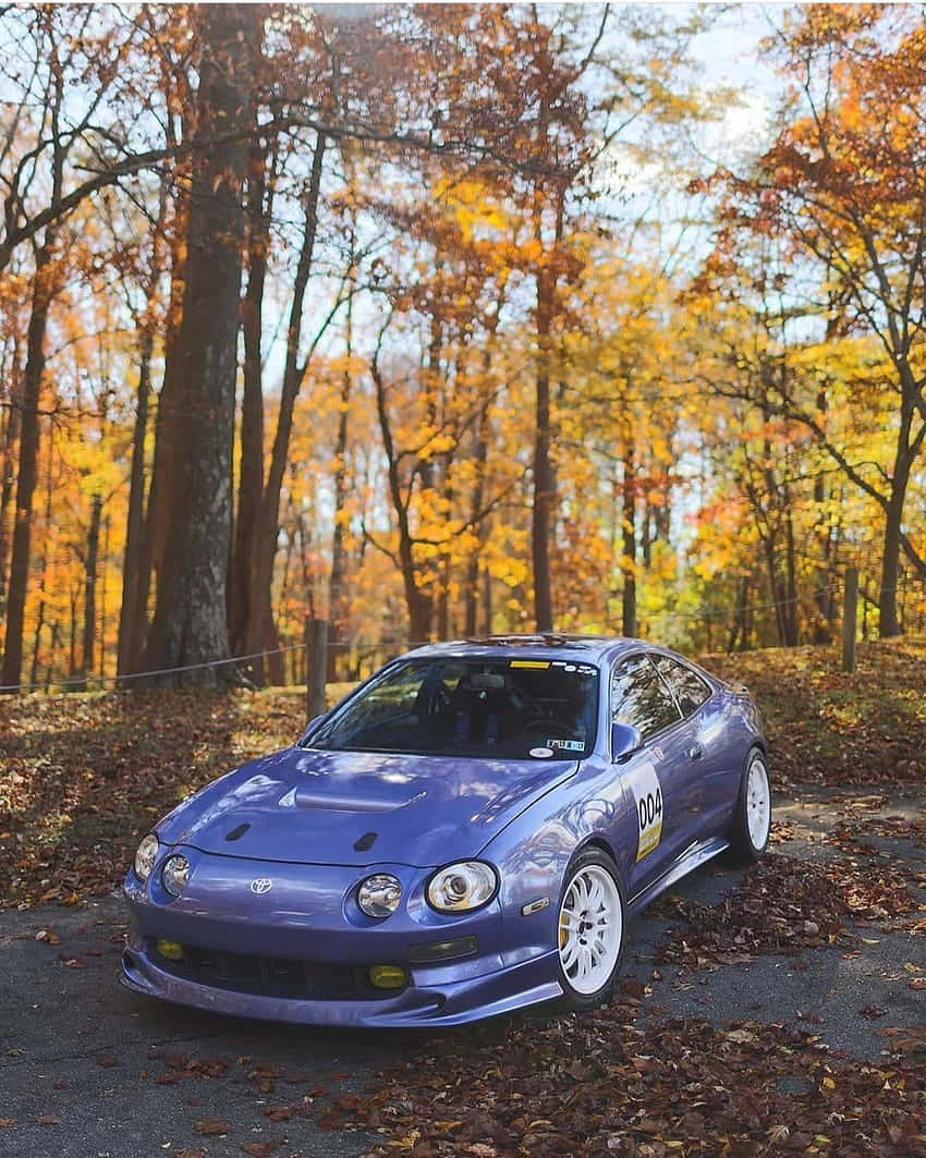 Toyota Celica, autumn rally livery, vibrant blue, SD Phone Wallpaper