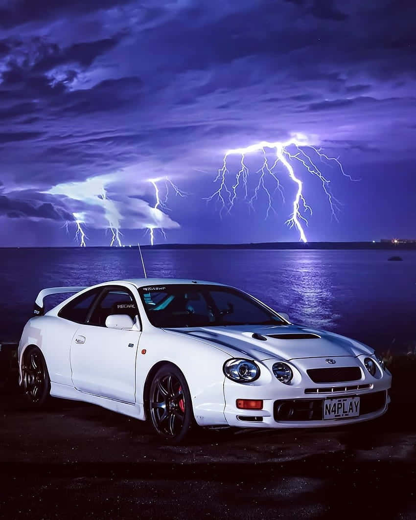 Toyota Celica, white, dark shore, SD Phone Wallpaper