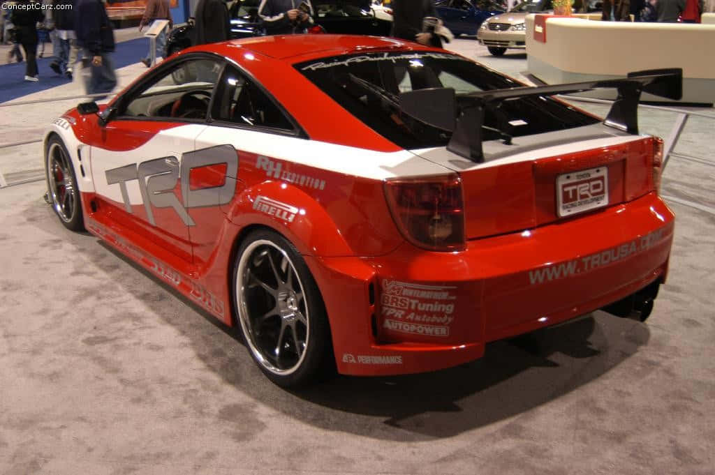 Toyota Celica T R D, red and white, black spoiler, SD Desktop Wallpaper